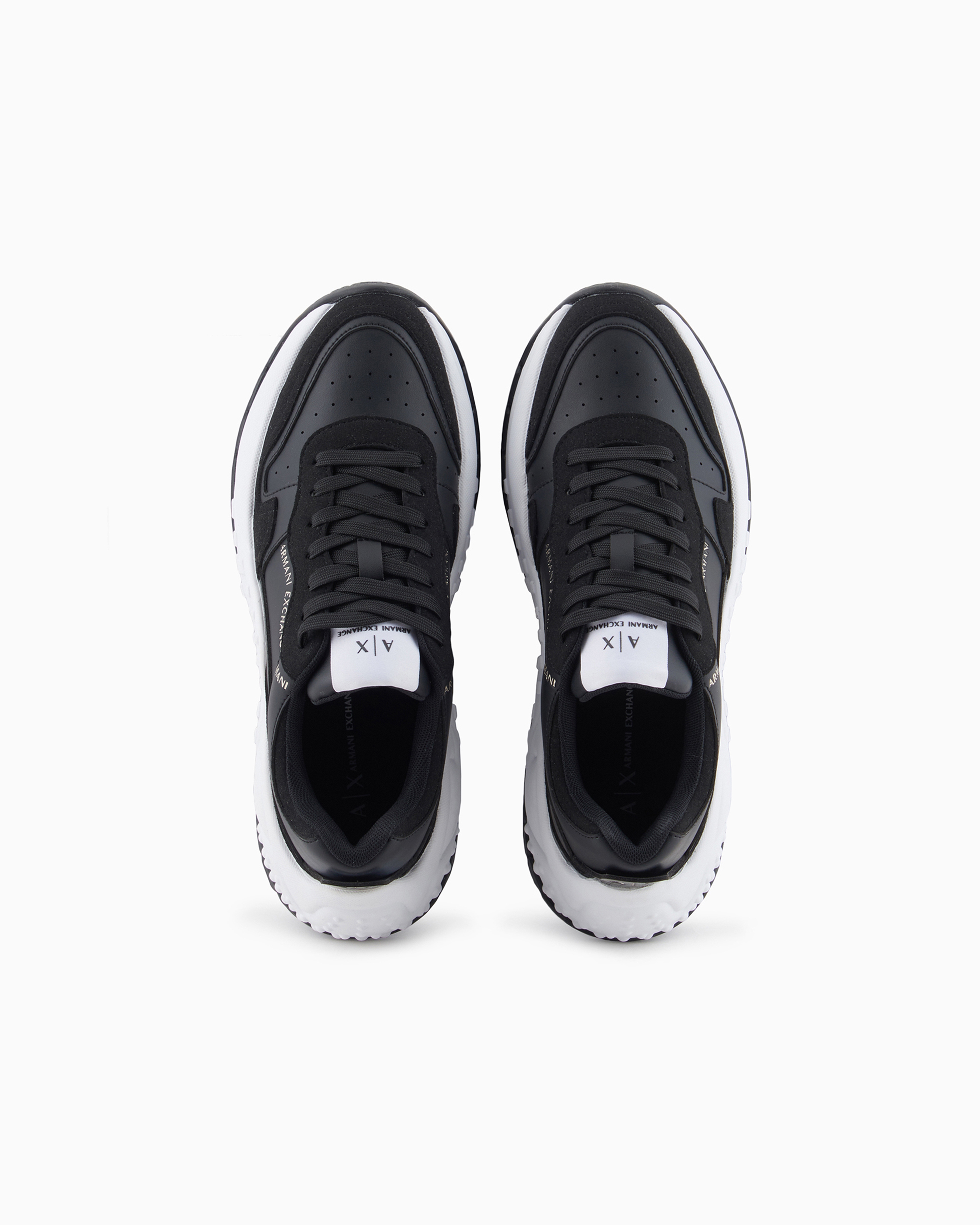 Shop Armani Exchange Chunky Sneakers With Contrasting Sole In Black