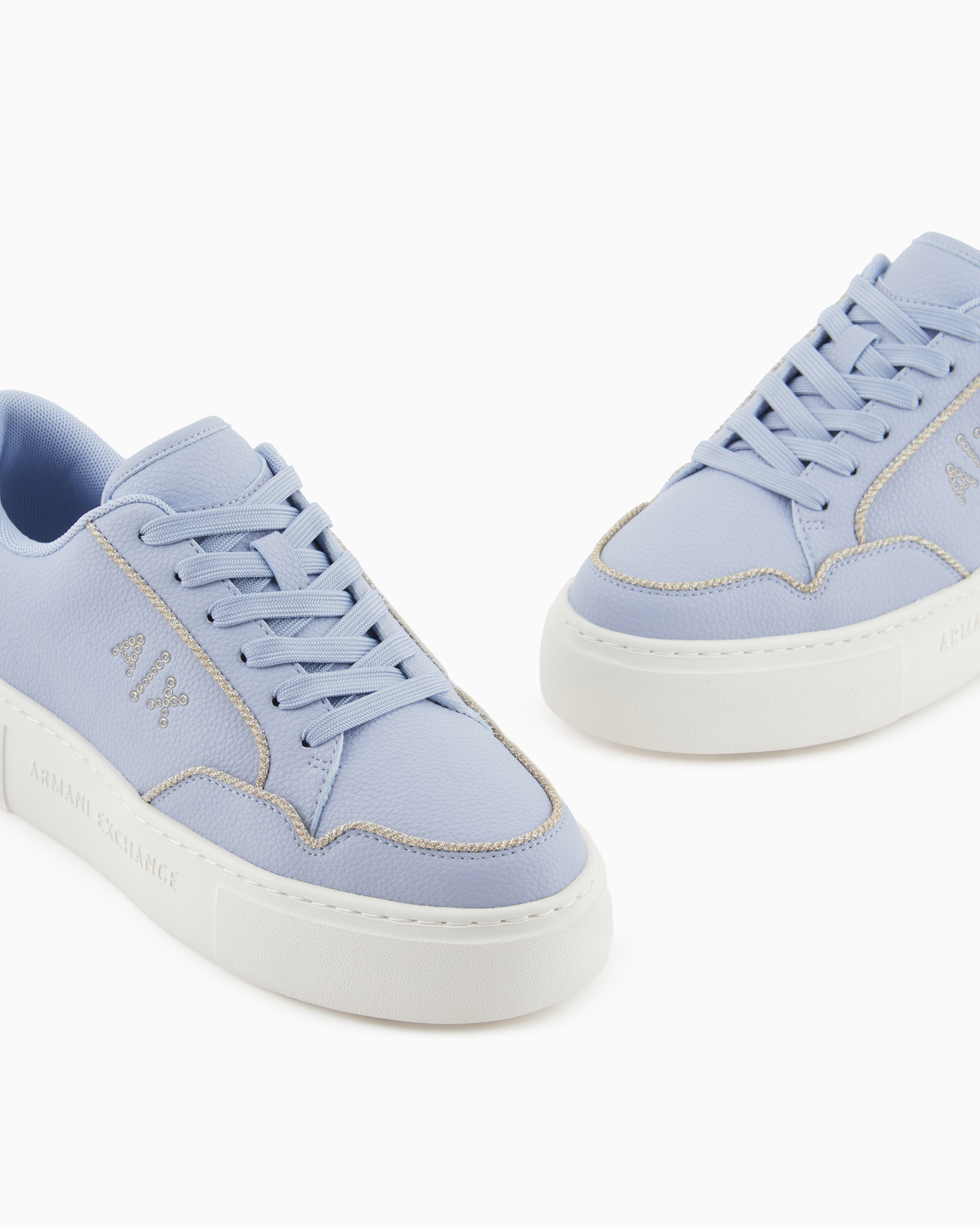 Shop Armani Exchange Sneakers With Rope Piping In Azure