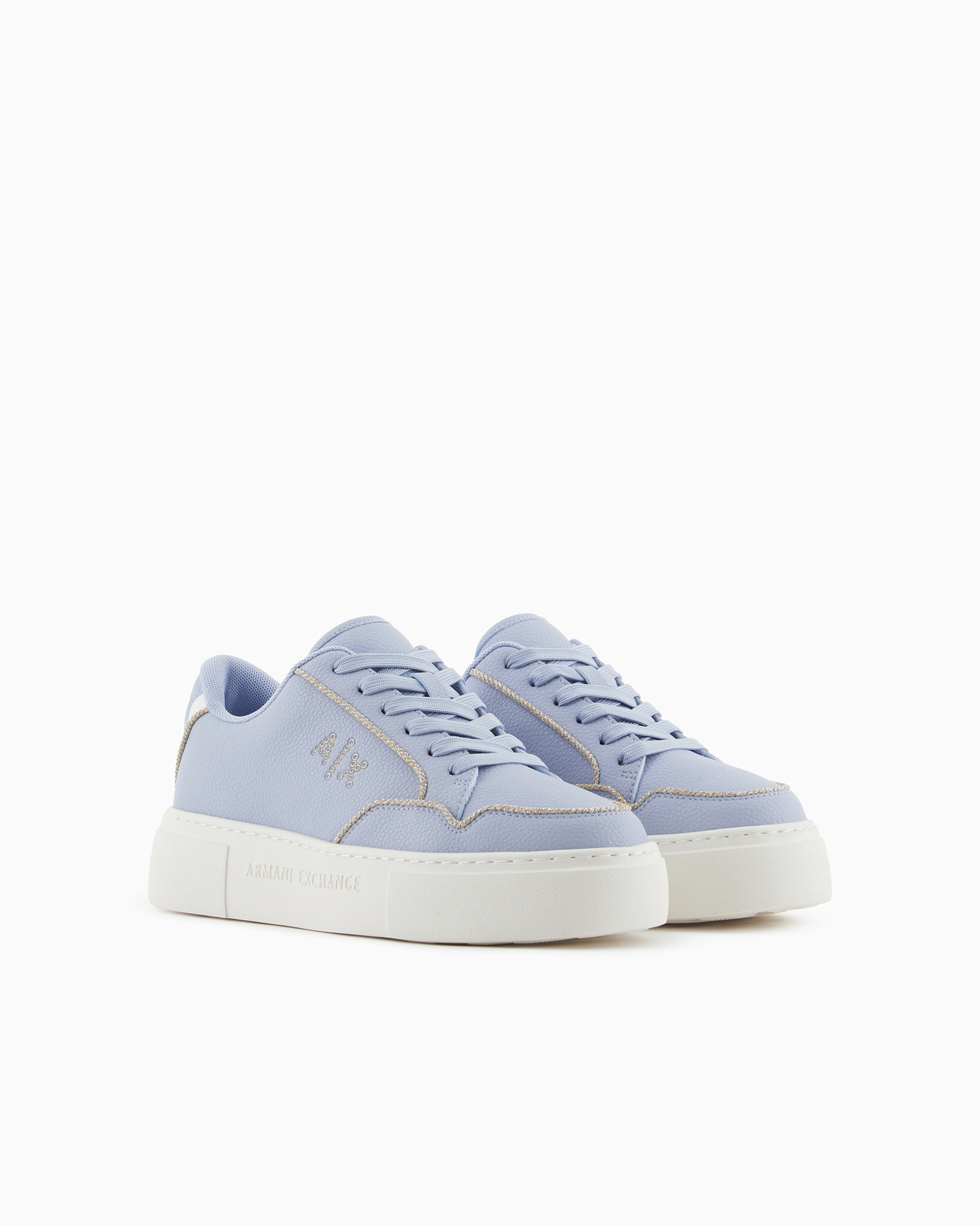 Shop Armani Exchange Sneakers With Rope Piping In Azure