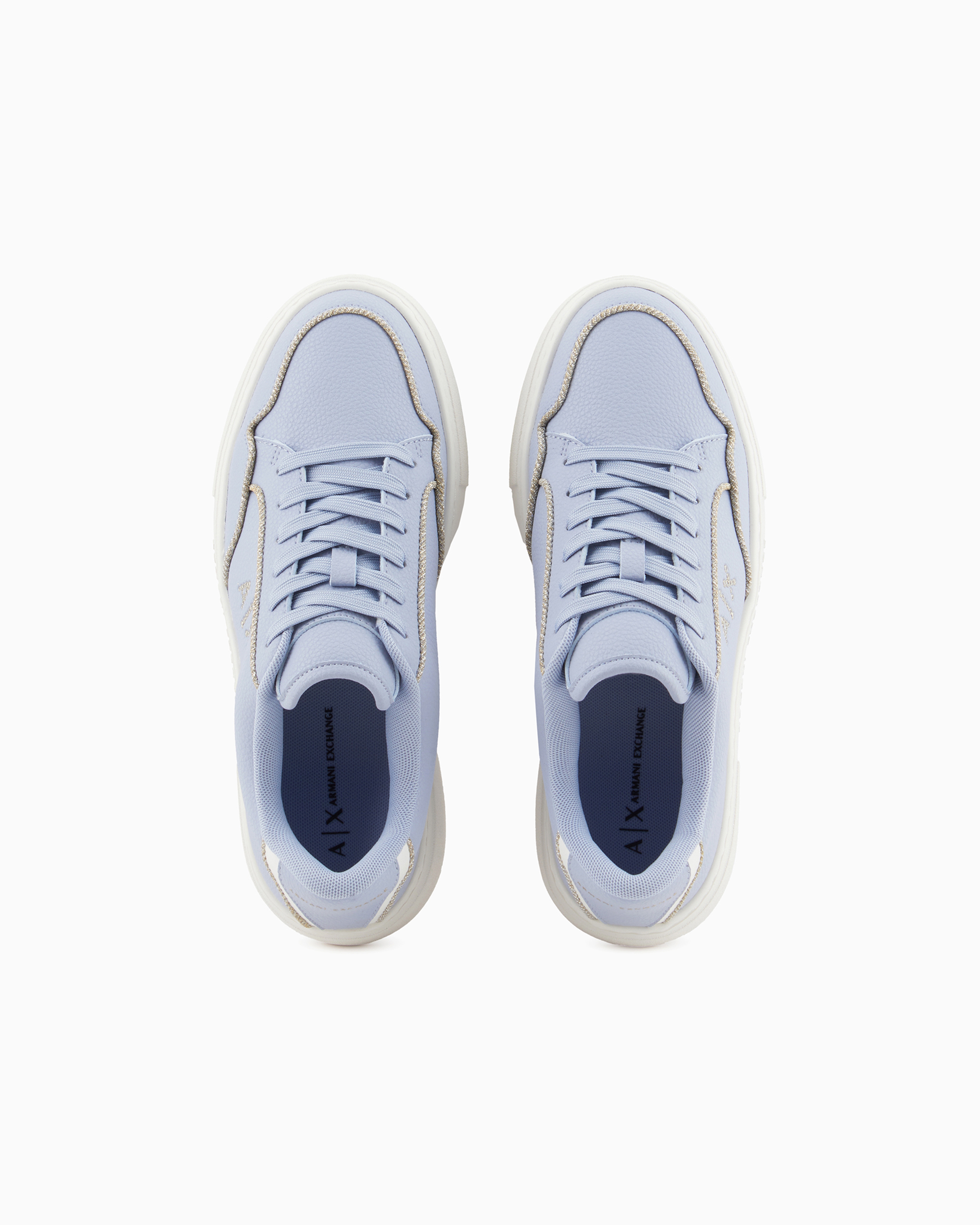 Shop Armani Exchange Sneakers With Rope Piping In Azure