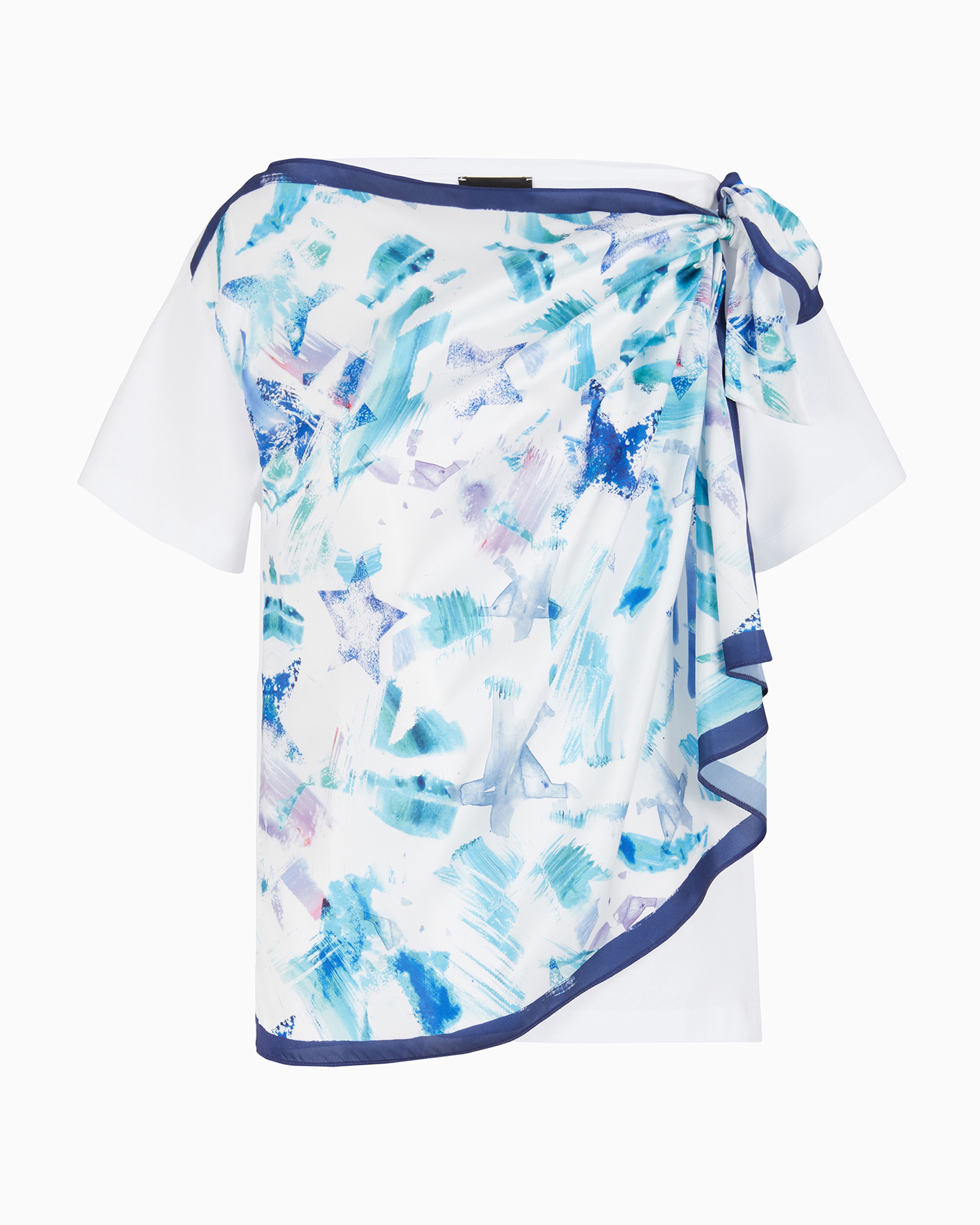 Emporio Armani Official Store T-shirt En Jersey Biologique Avec Panneau Foulard Asv In Fantaisie