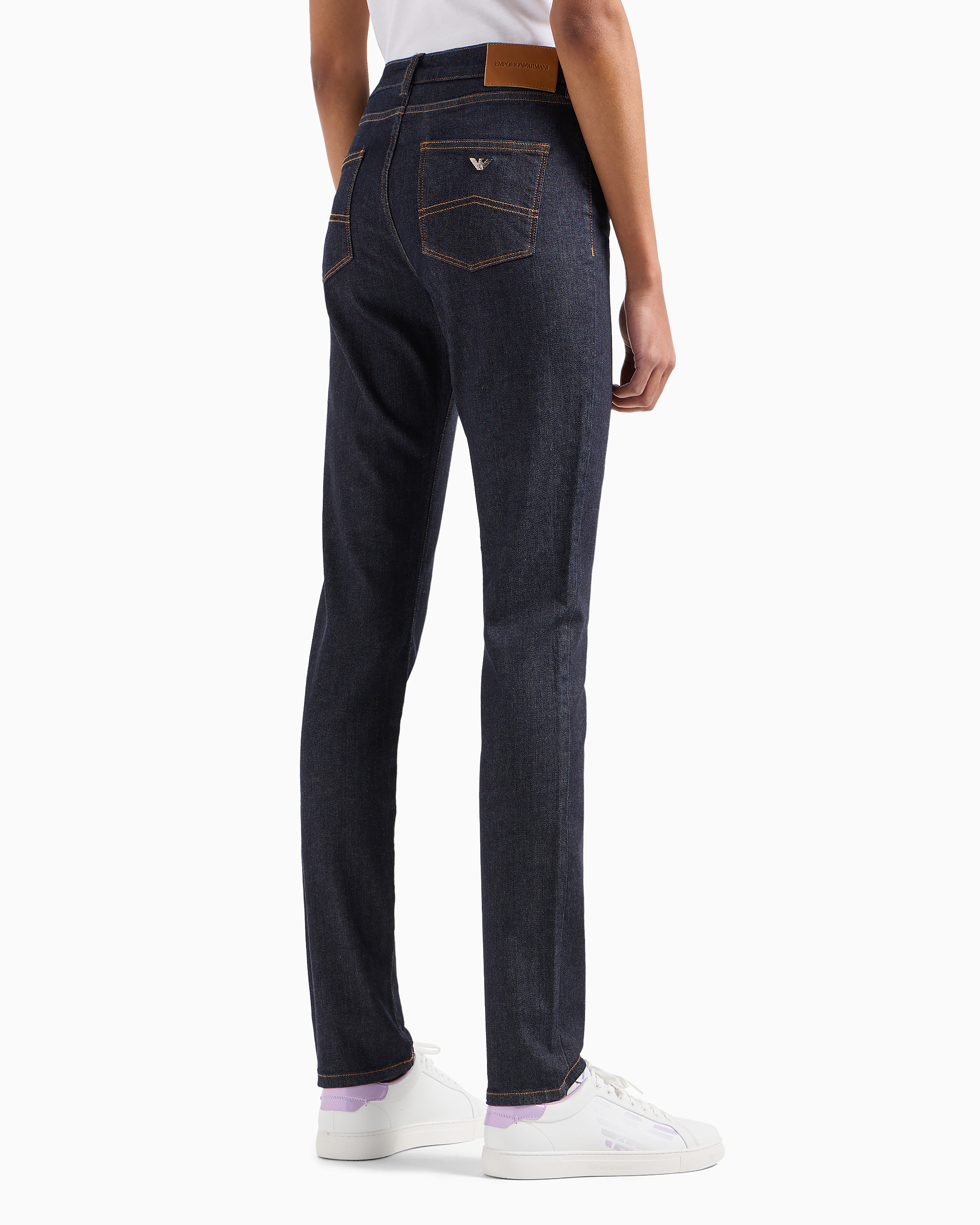 Shop Emporio Armani J18 High-rise Skinny-leg Jeans In Comfort Mercerised Denim In Dark Blue