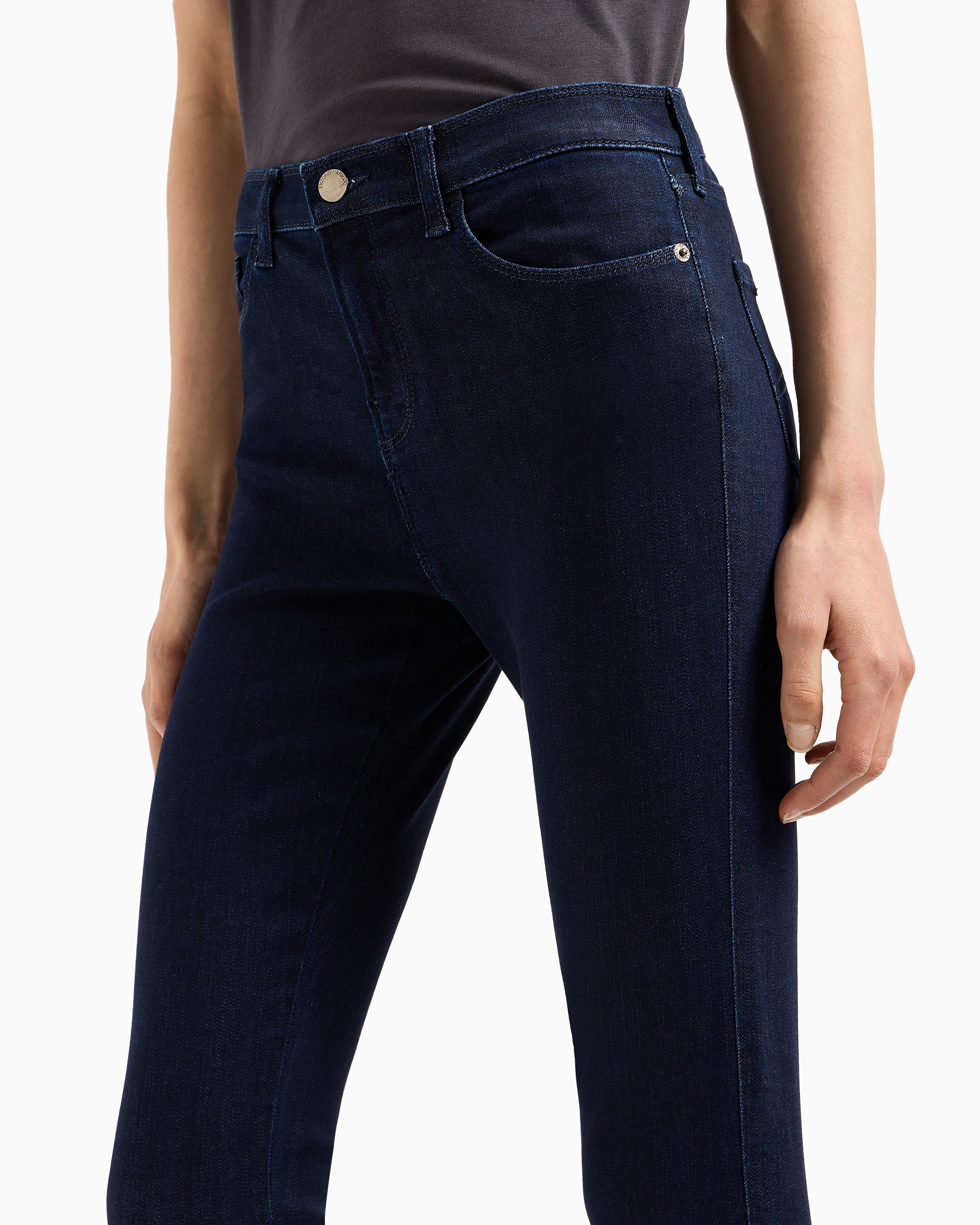Emporio Armani Official Store J20 High-waisted Super Skinny Leg Jeans In Lyocell Denim In Dark Blue
