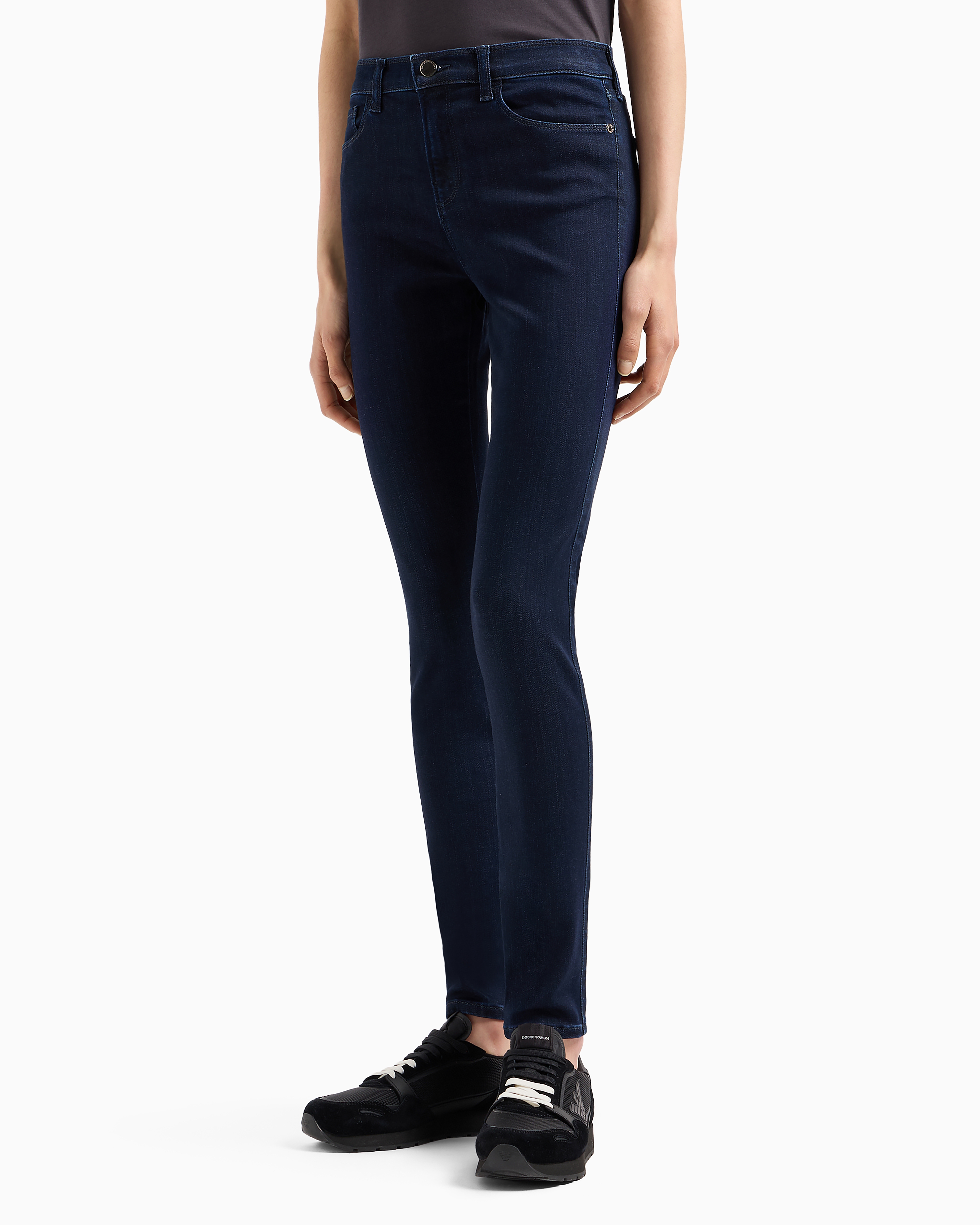 Emporio Armani Official Store J20 High-waisted Super Skinny Leg Jeans In Lyocell Denim In Dark Blue