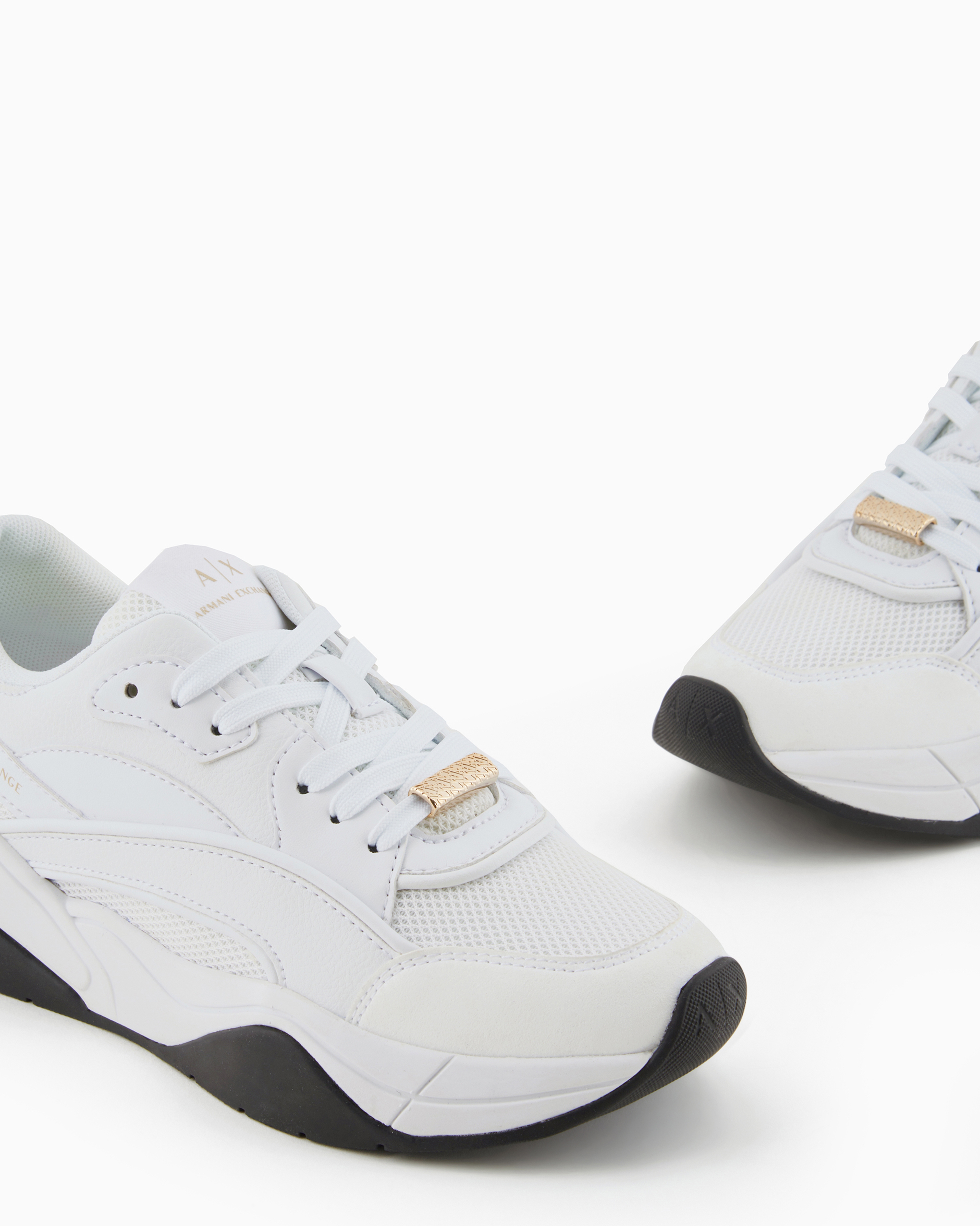 Shop Armani Exchange Chunky Sneakers With Contrasting Inserts In White