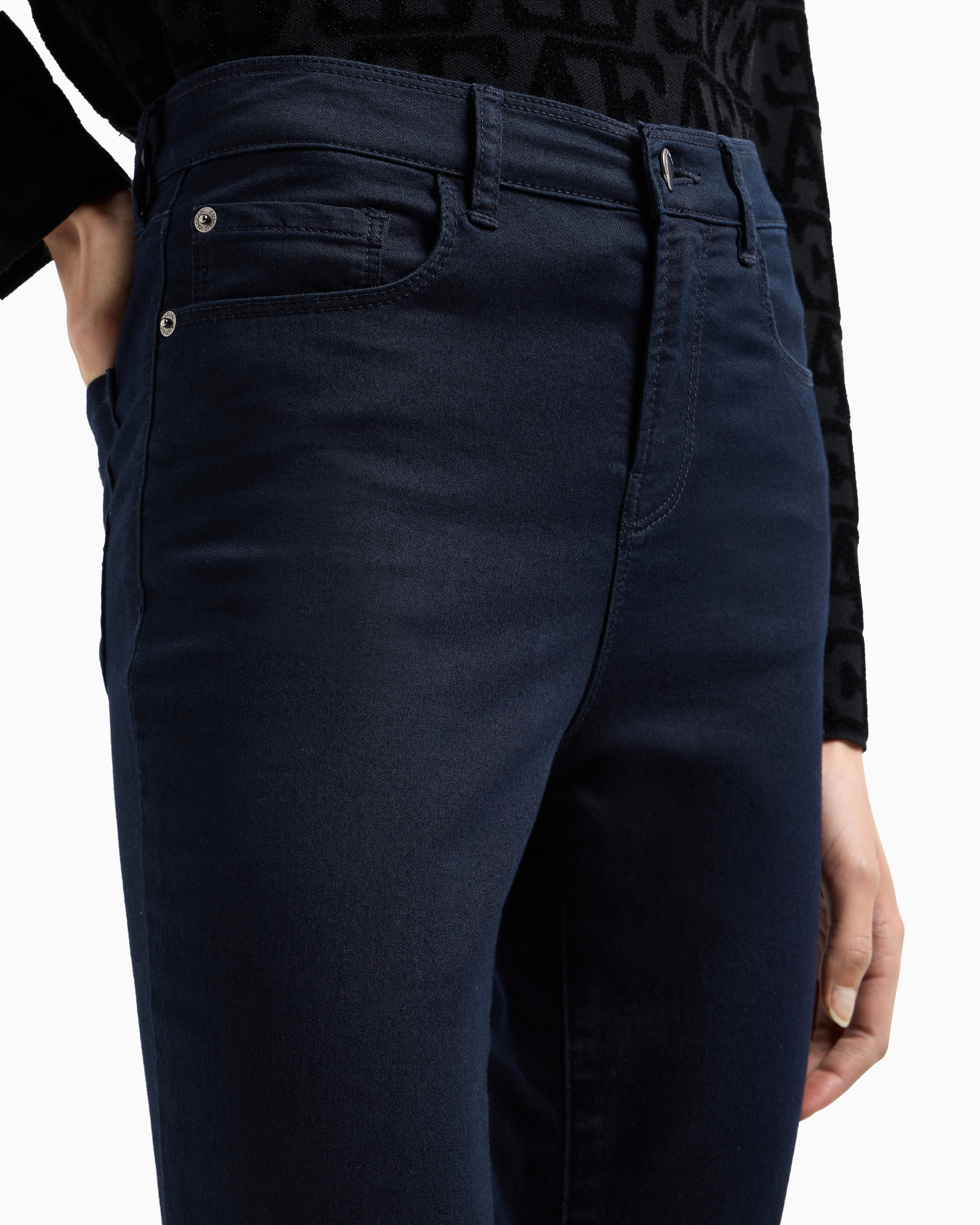 Emporio Armani Slim-fit Stretch Cotton Jeans With Belt Loops In Navy Blue