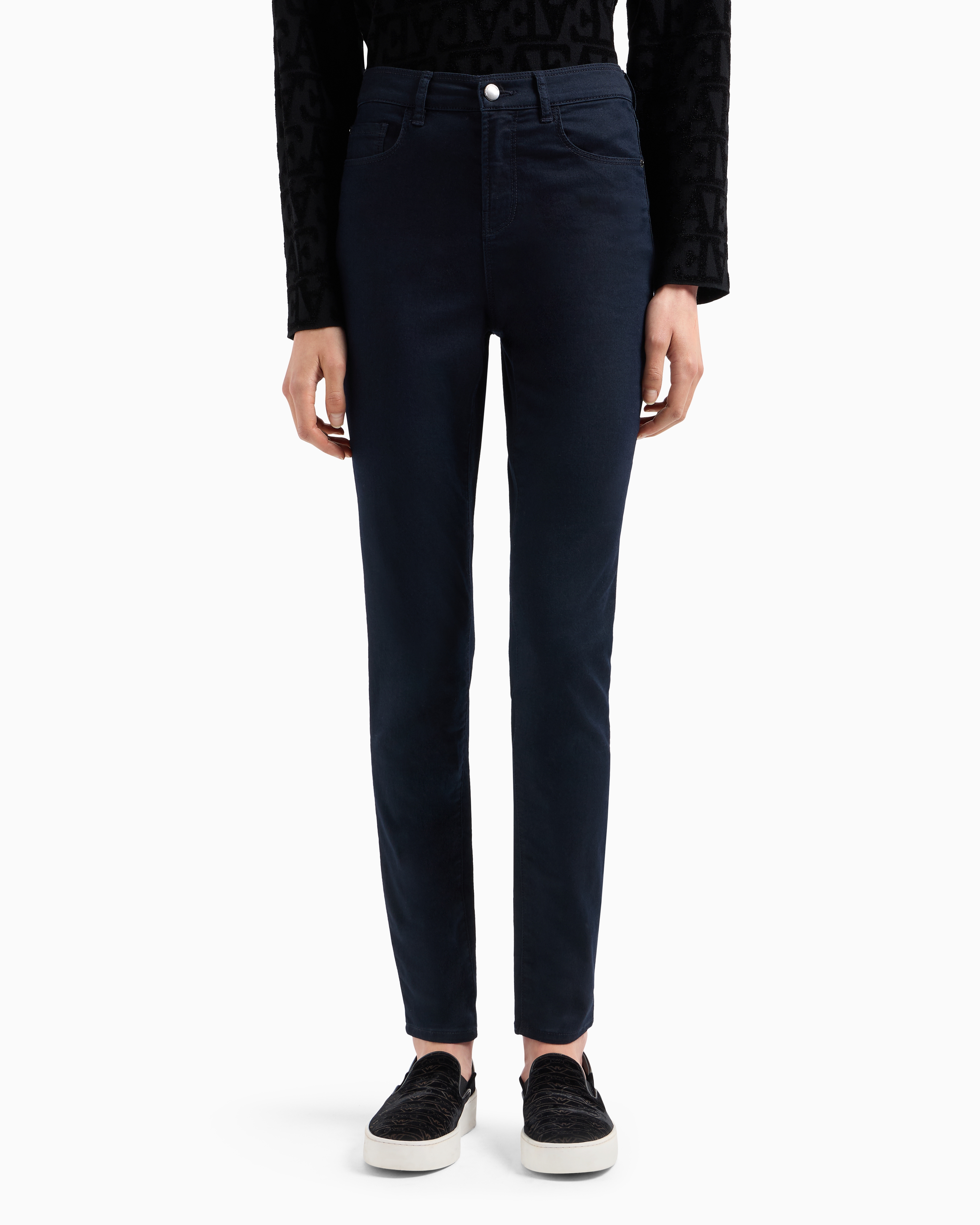 Emporio Armani Slim-fit Stretch Cotton Jeans With Belt Loops In Navy Blue