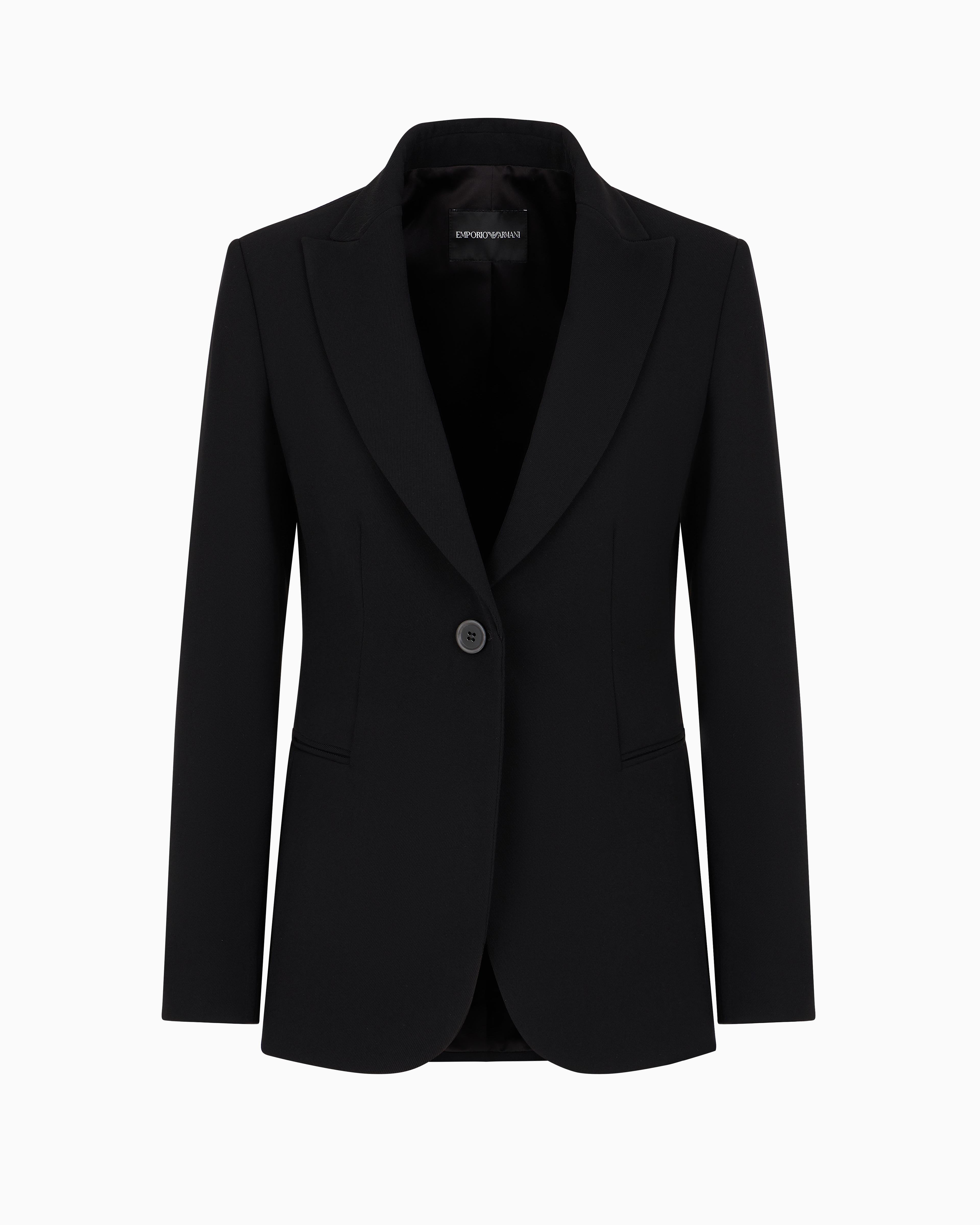 Emporio Armani Official Store Single-breasted Jacket In Technical Gabardine In Black