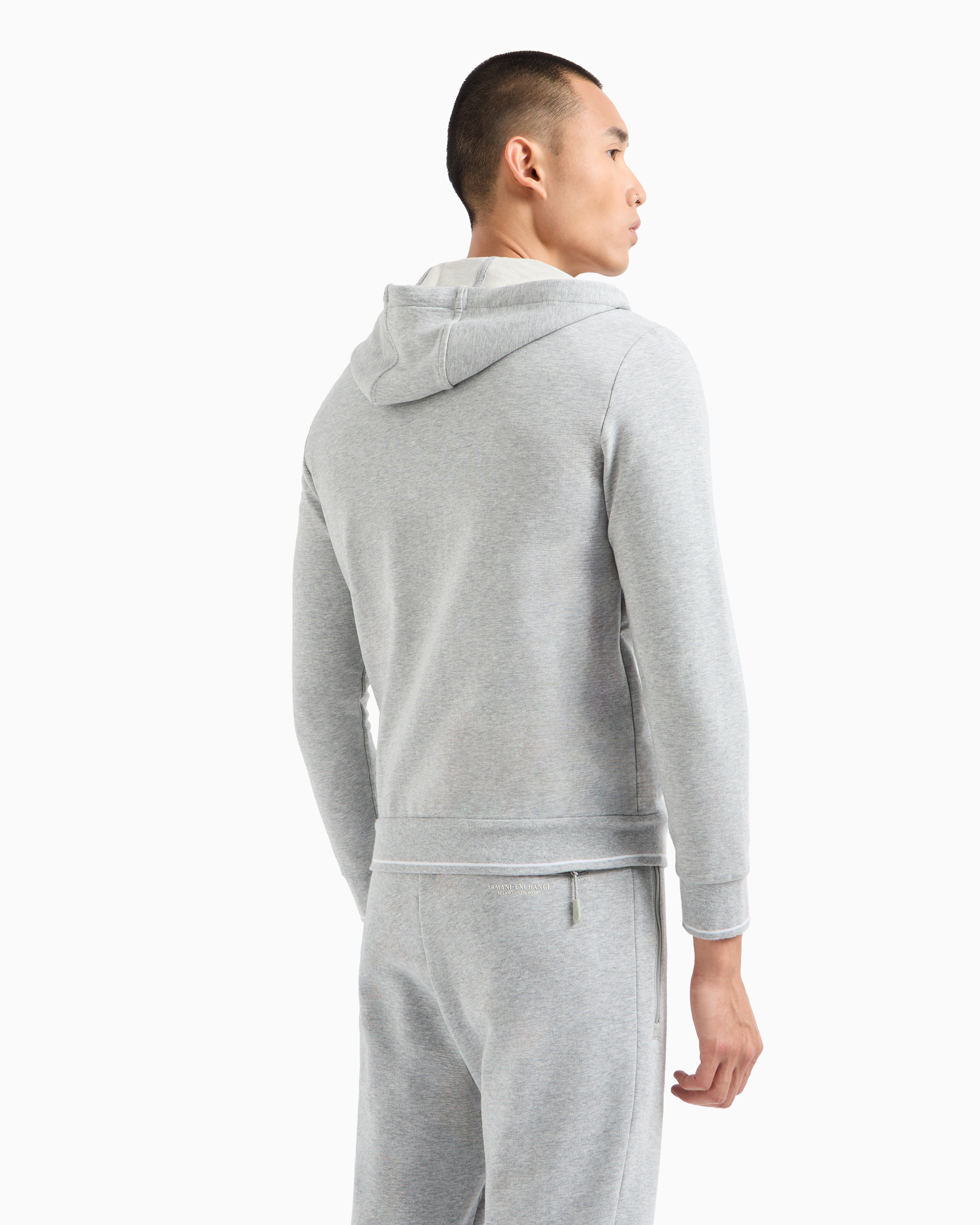 Shop Armani Exchange Stretch Fabric Zip-up Sweatshirt In Grey