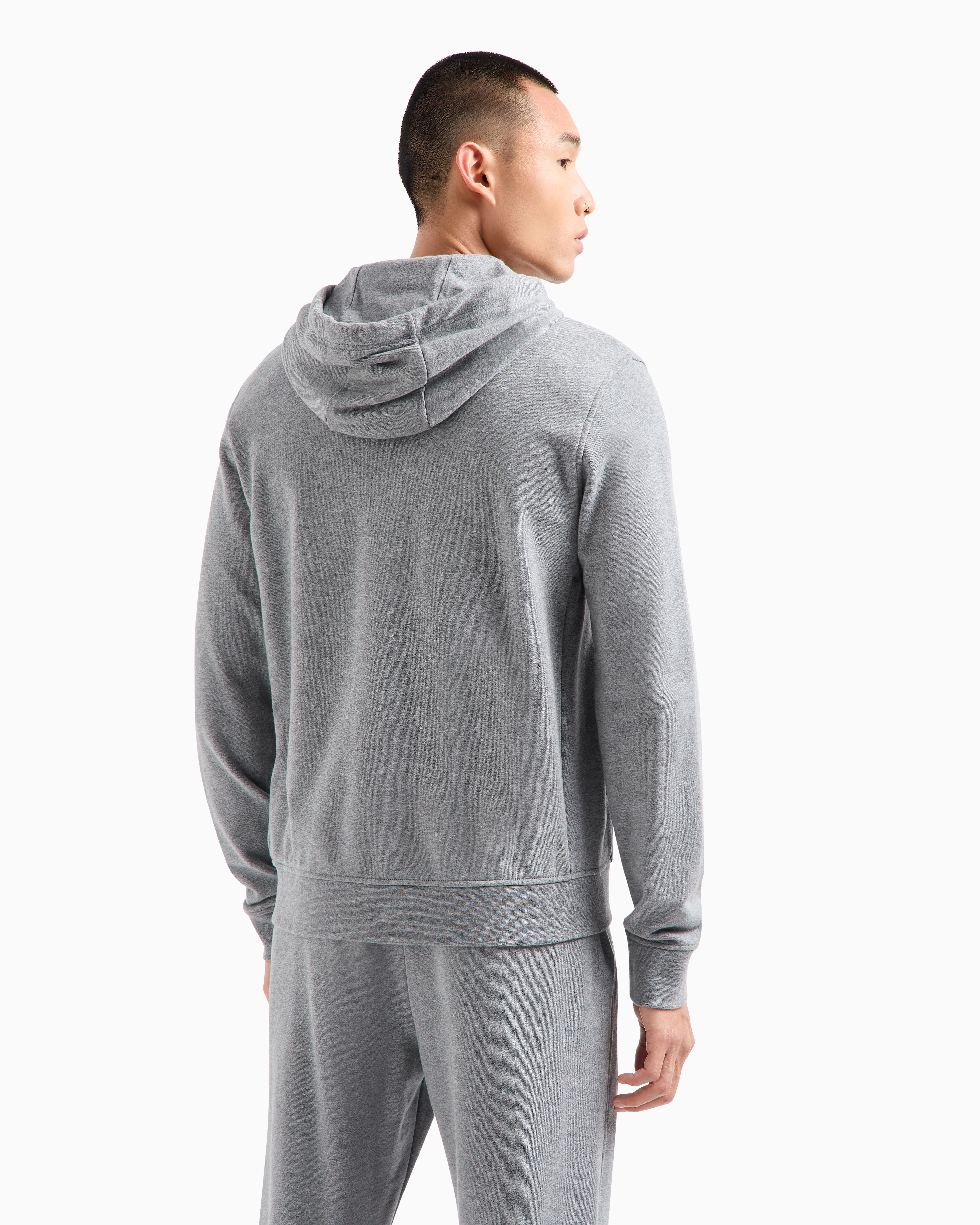 Shop Armani Exchange Stretch Fabric Zip-up Sweatshirt In Grey