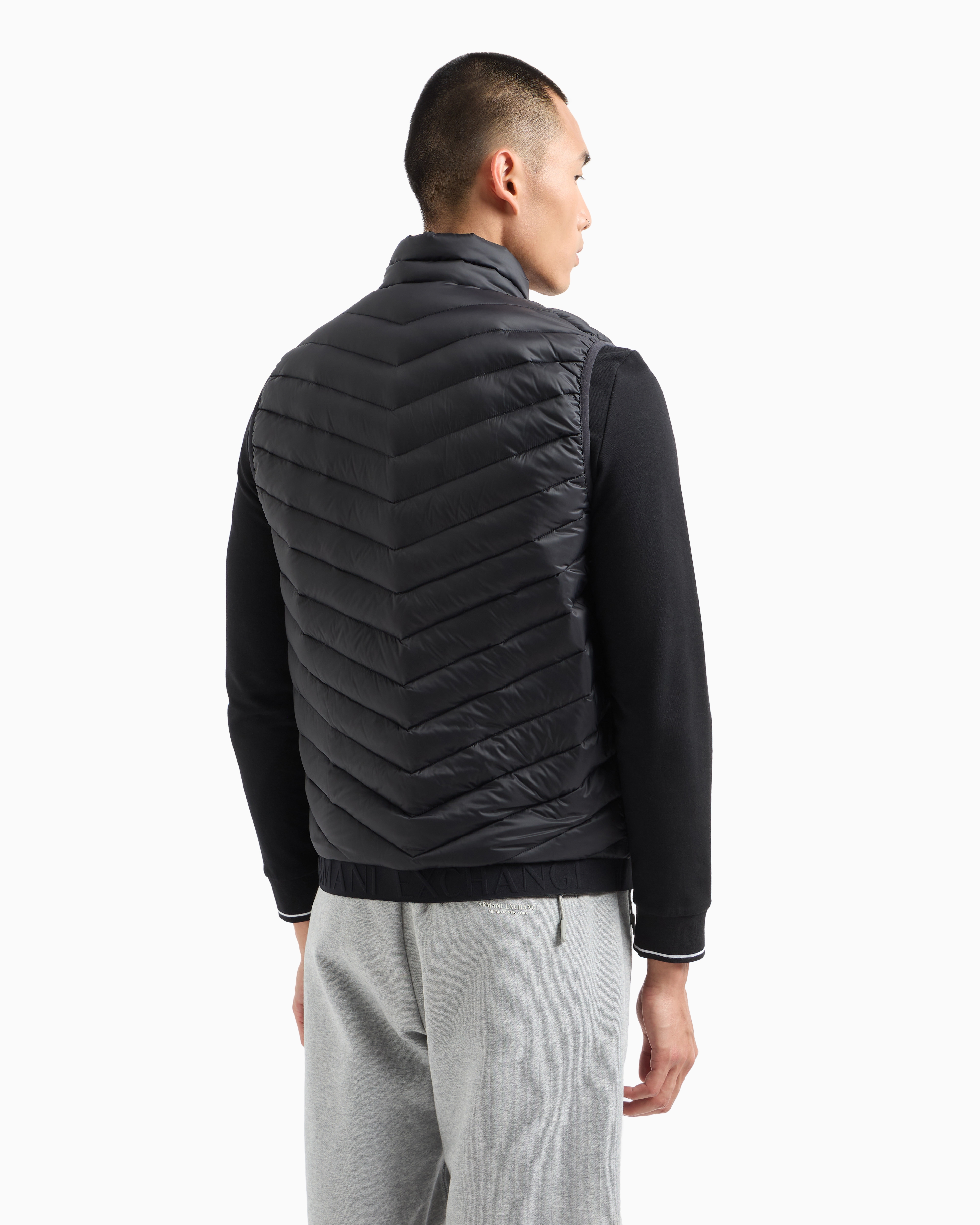 Shop Armani Exchange Double-face Padded Sleeveless Down Jacket In Black