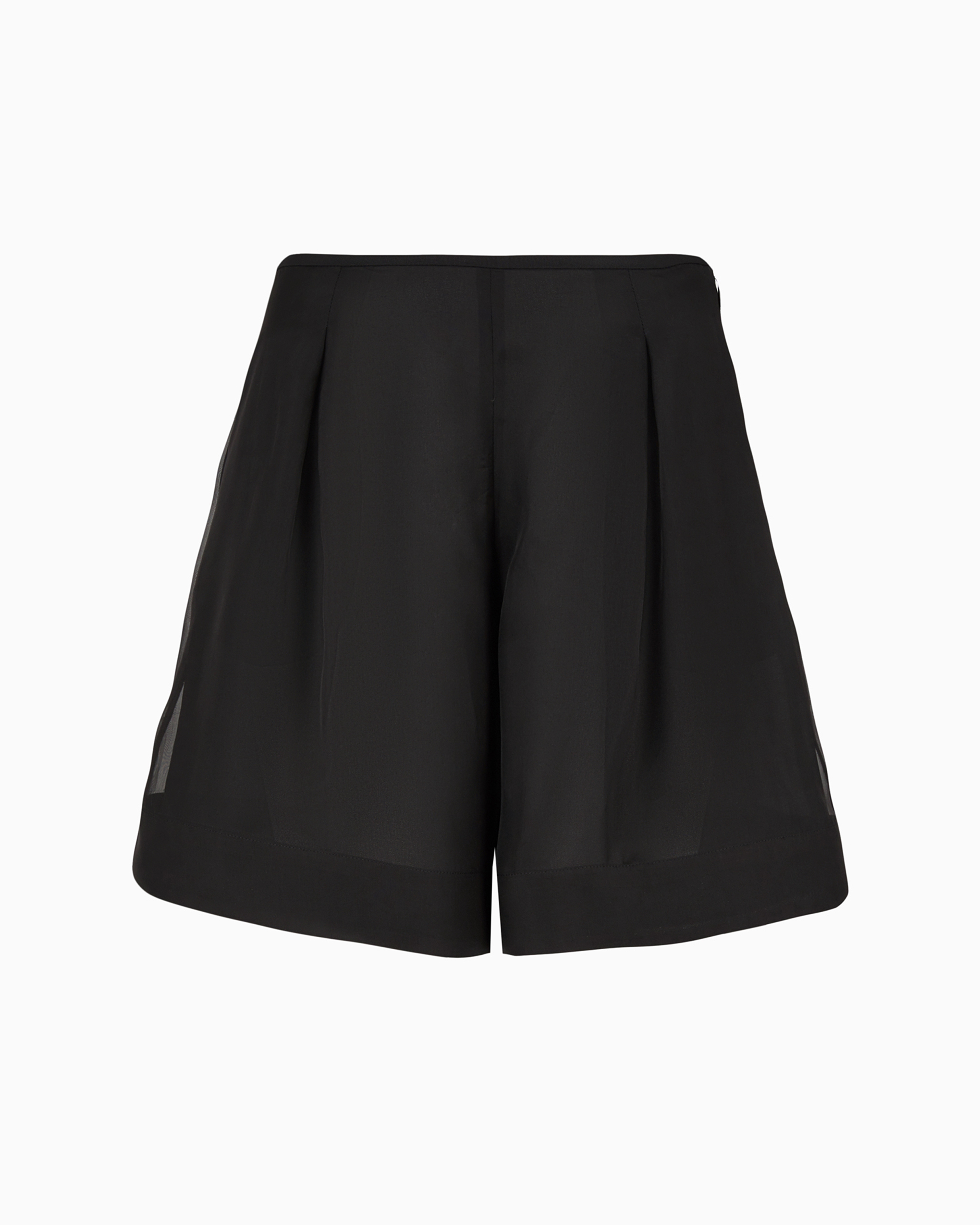 Emporio Armani Official Store Moon Capsule Collection Silk Organza Shorts With Godet Pleats In Noir