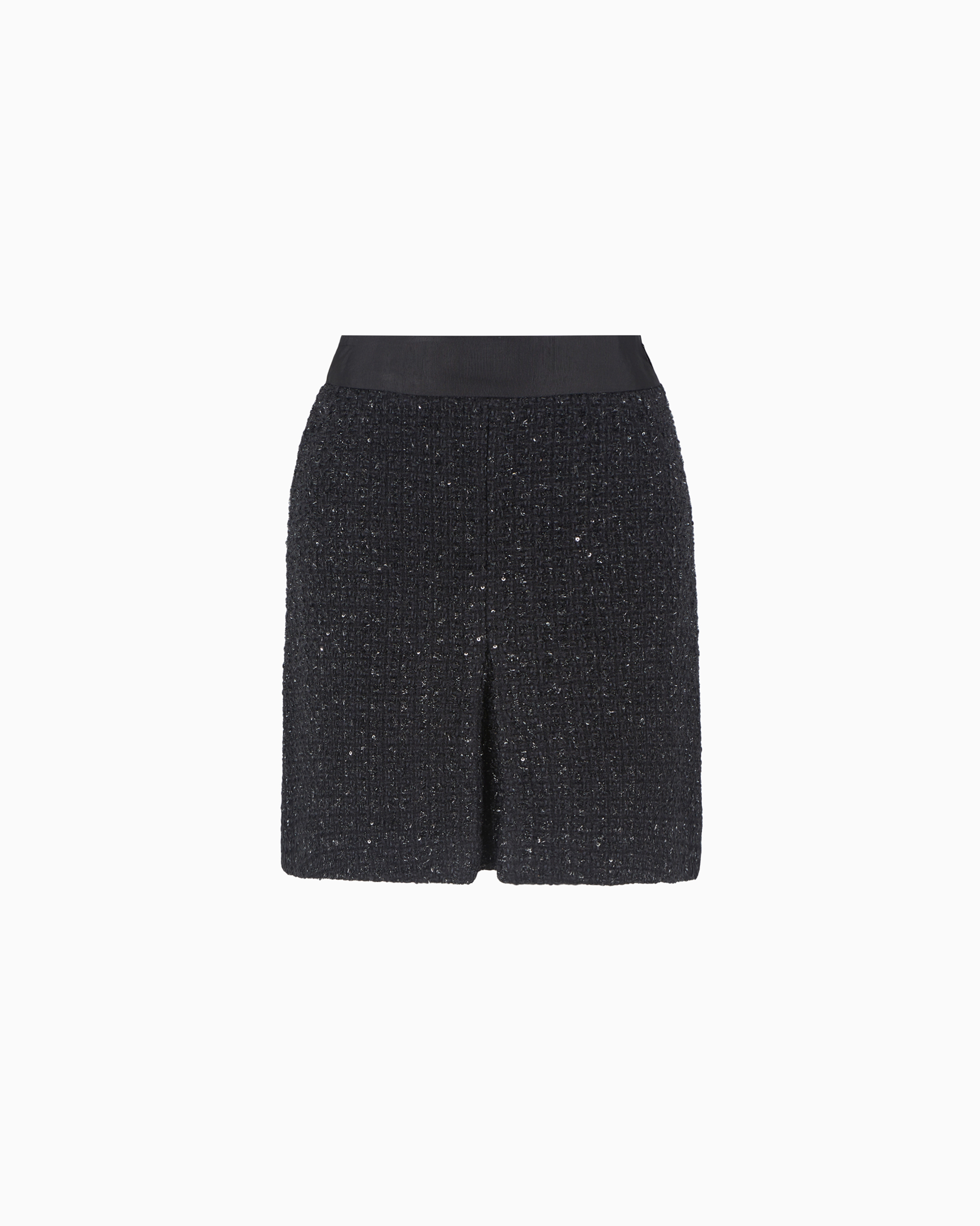 Emporio Armani Official Store Lurex Tweed Mini Skirt With Micro Sequins In Black