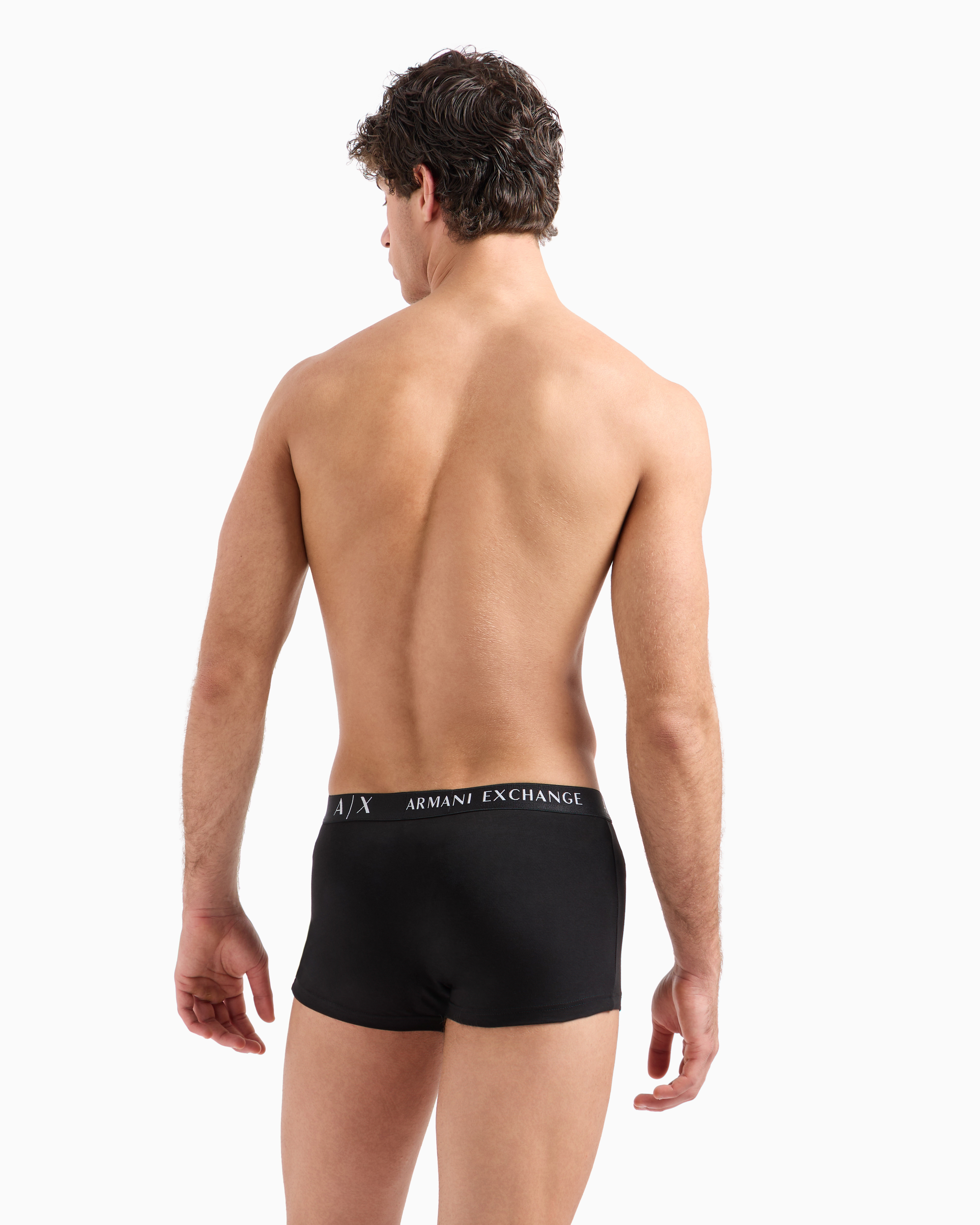 Shop Armani Exchange Stretch Fabric Boxer Shorts In Black