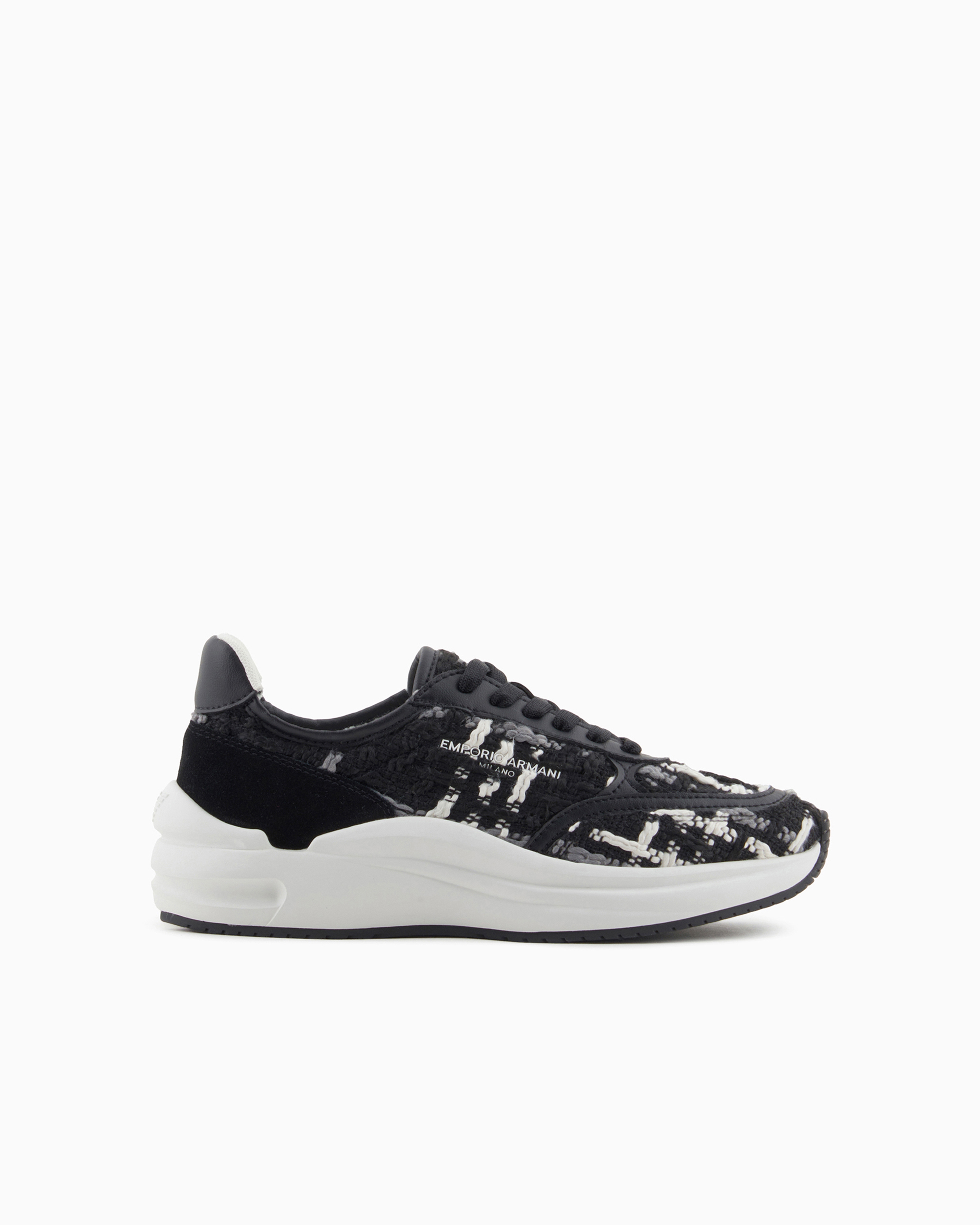 Emporio Armani Bouclé Fabric Sneakers In Black