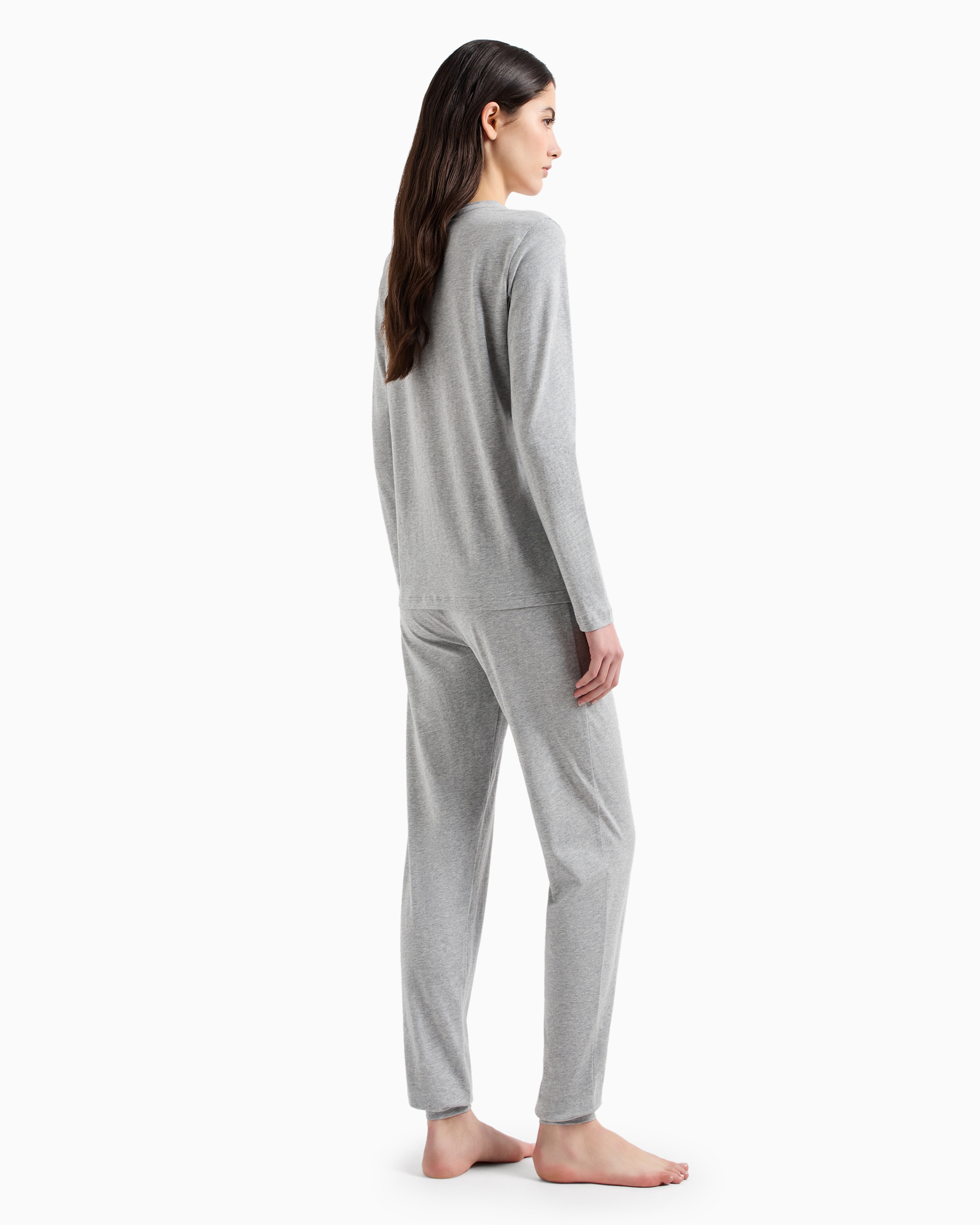 Shop Emporio Armani Asv Pyjama Aus Bio-baumwolle Mit Iconic Logo-band In Grau