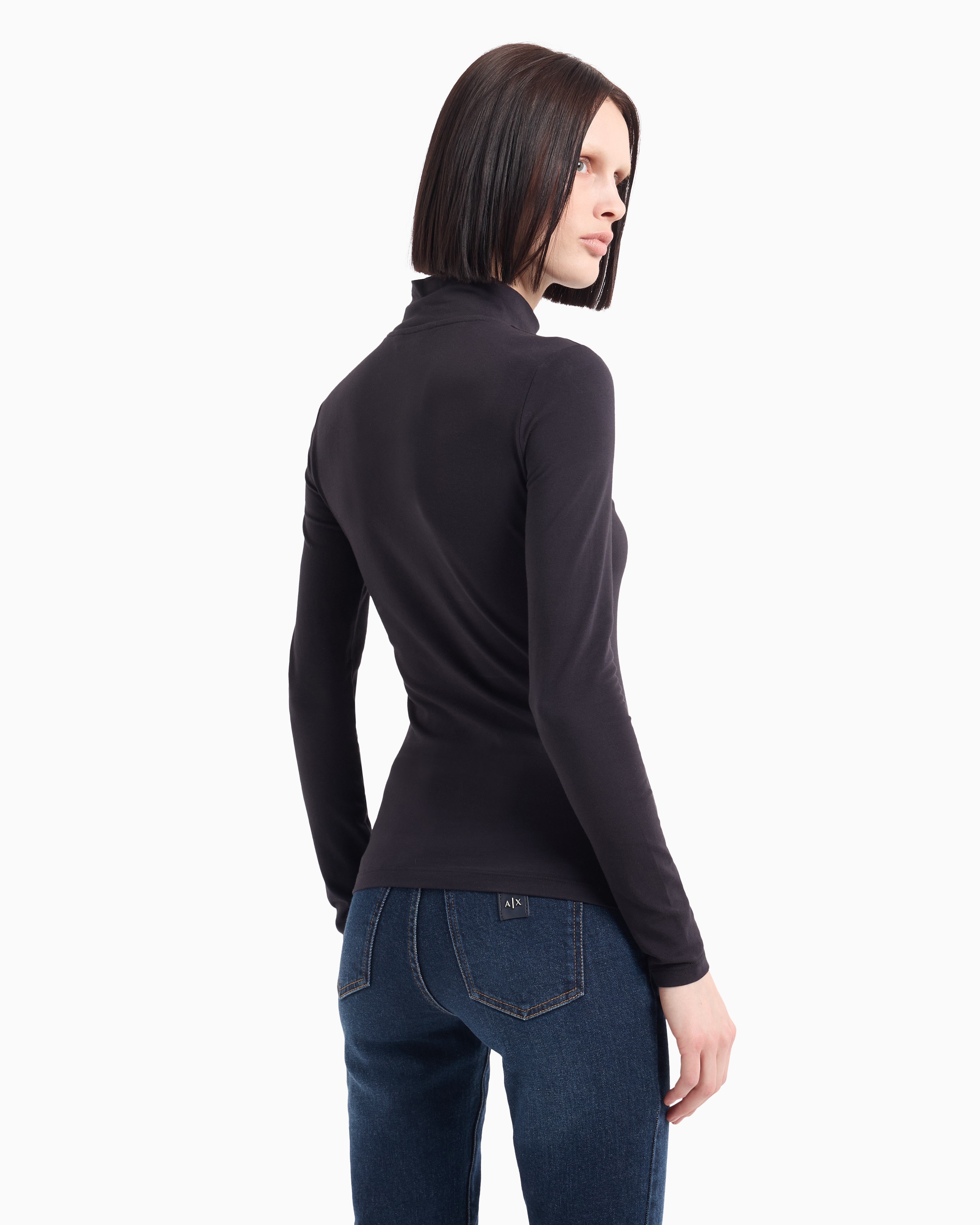 Shop Armani Exchange High Neck Top In Black