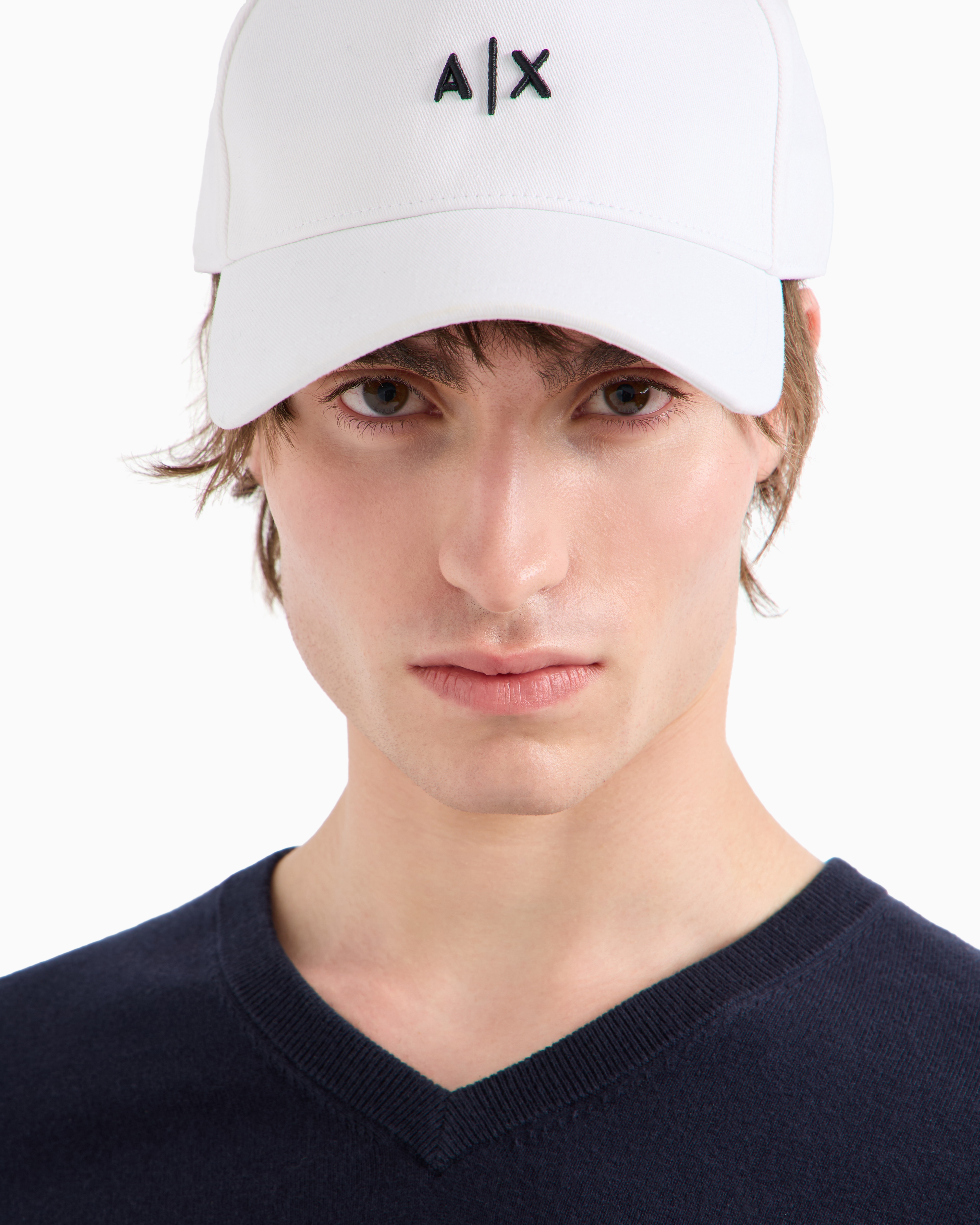 Shop Armani Exchange Visor Cap With Logo In White