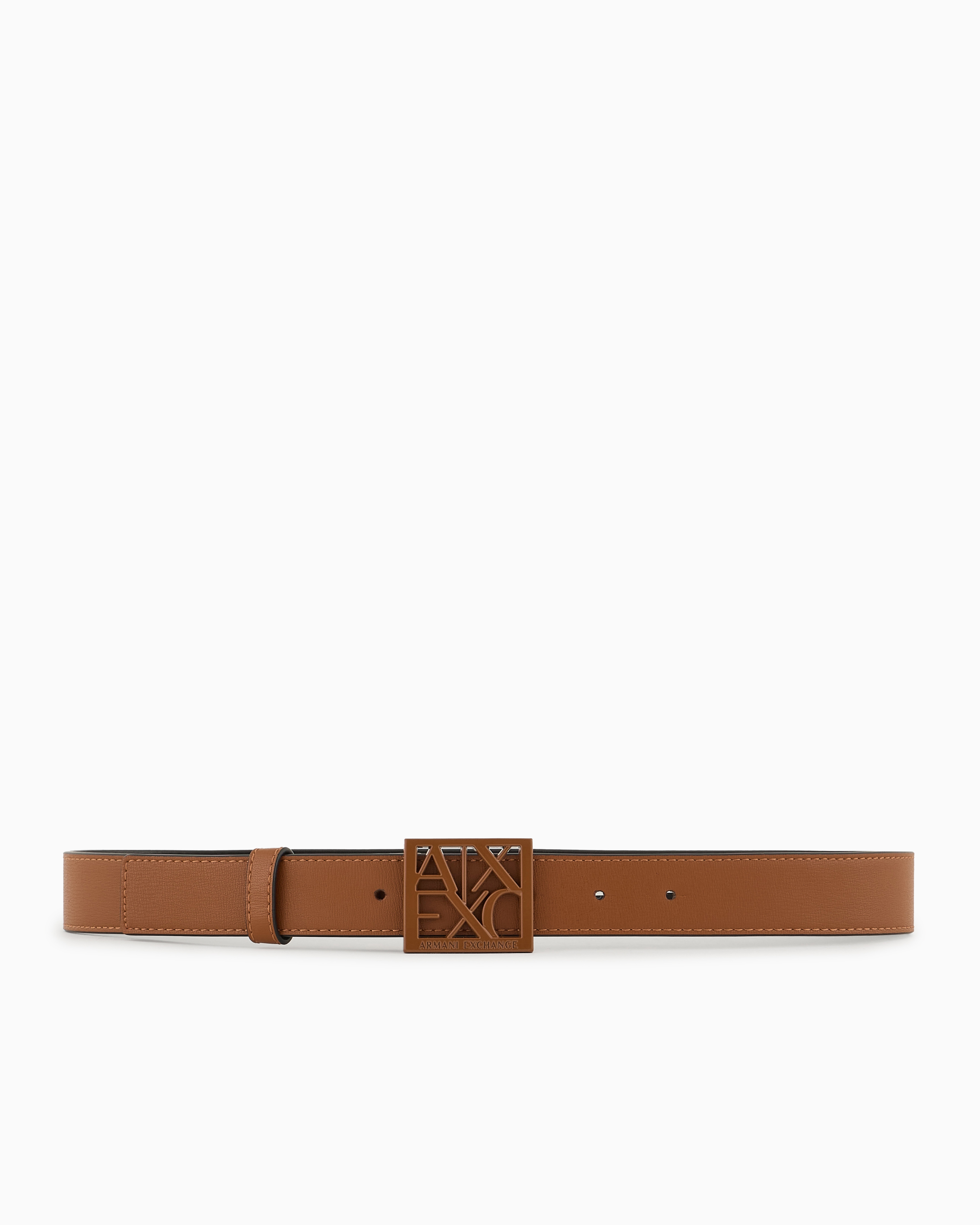 Shop Armani Exchange Belt With Square With Logo In Brown