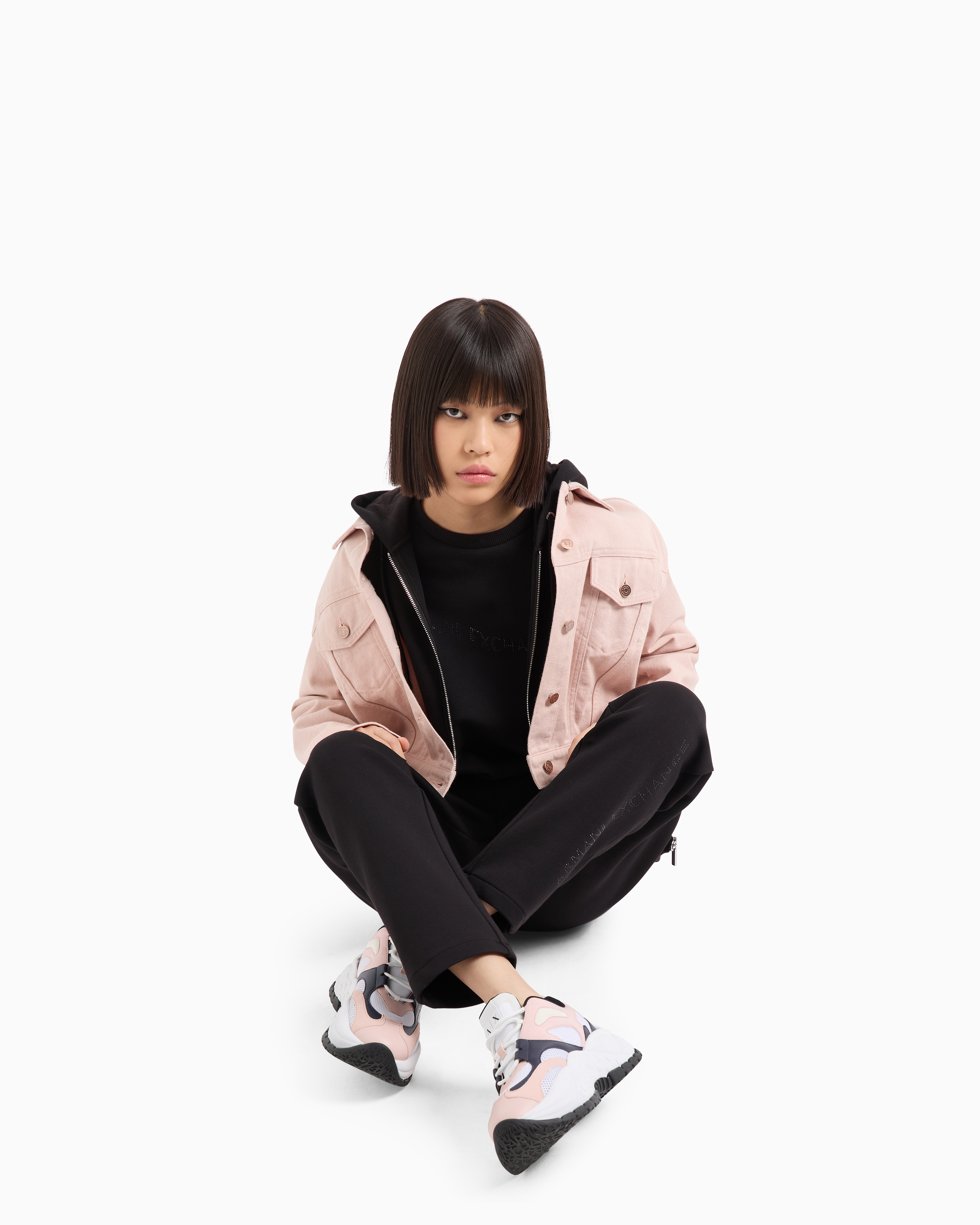 Crewneck sweatshirt with studded logo | Armani Exchange