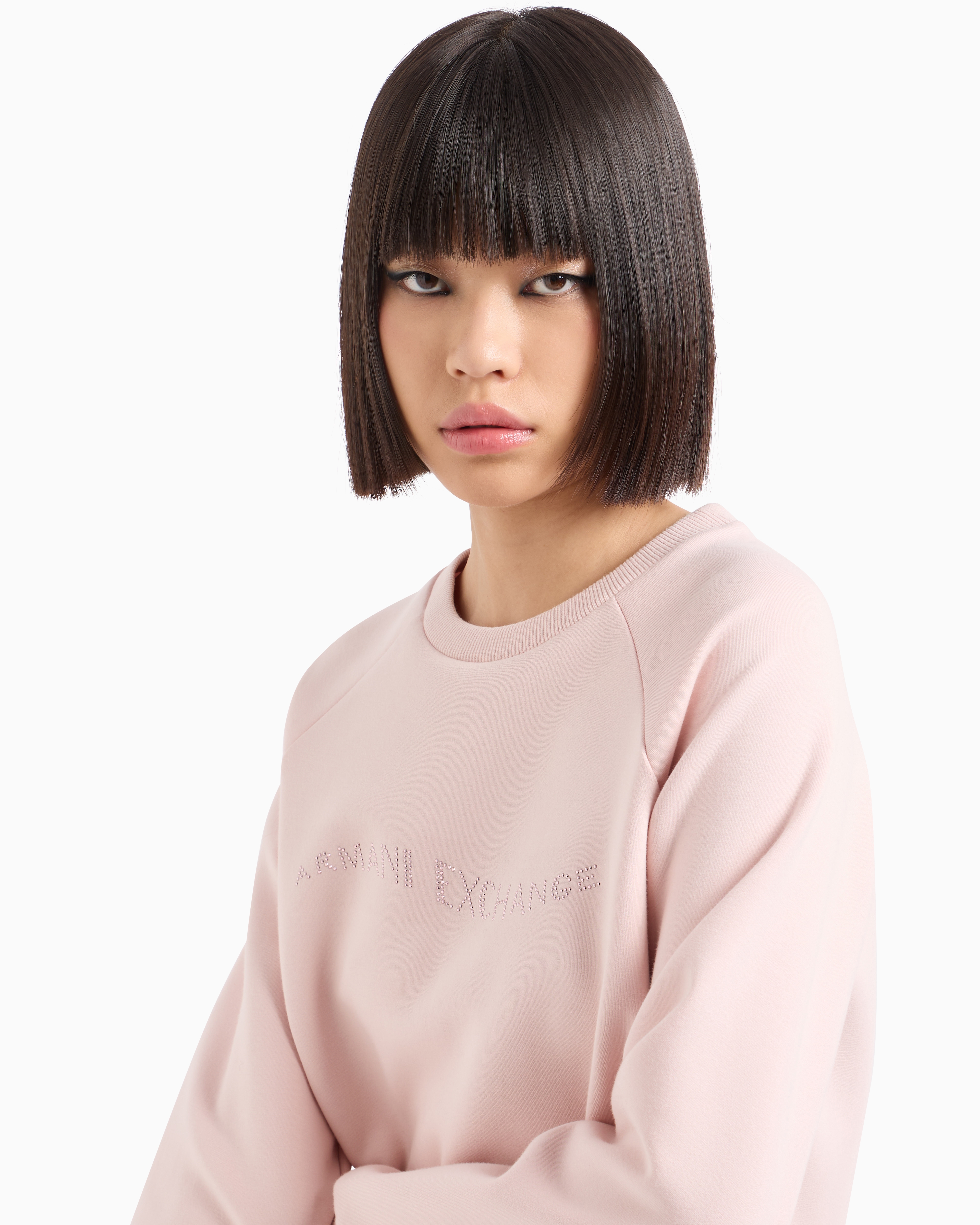 【TWENTYONEAUGUST】PINK SQUARE CUBIC CHOKER▲IVE着用 Crewneck sweatshirt with studded logo | Armani Exchange