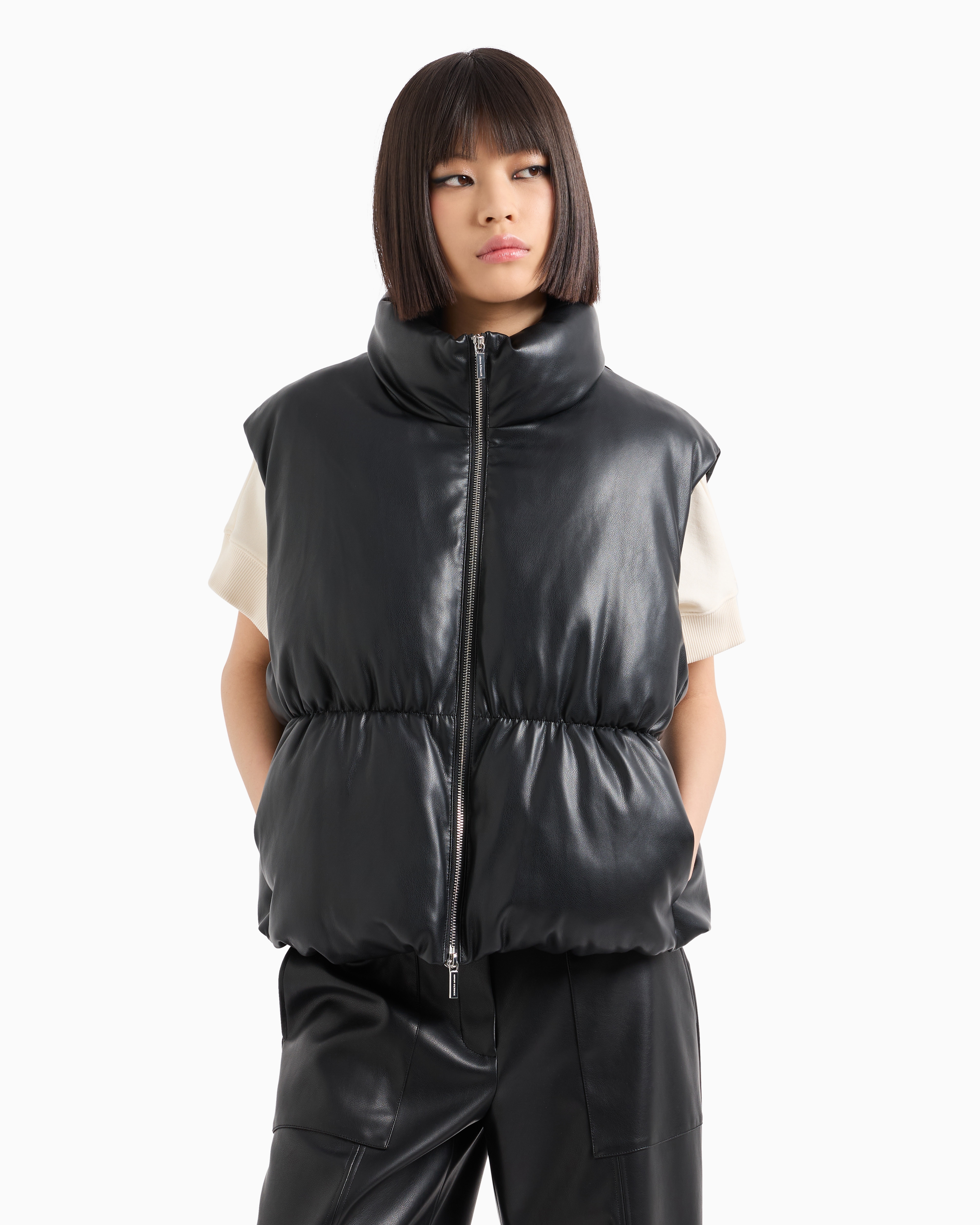 Shop Armani Exchange Asv Padded Vest In Black