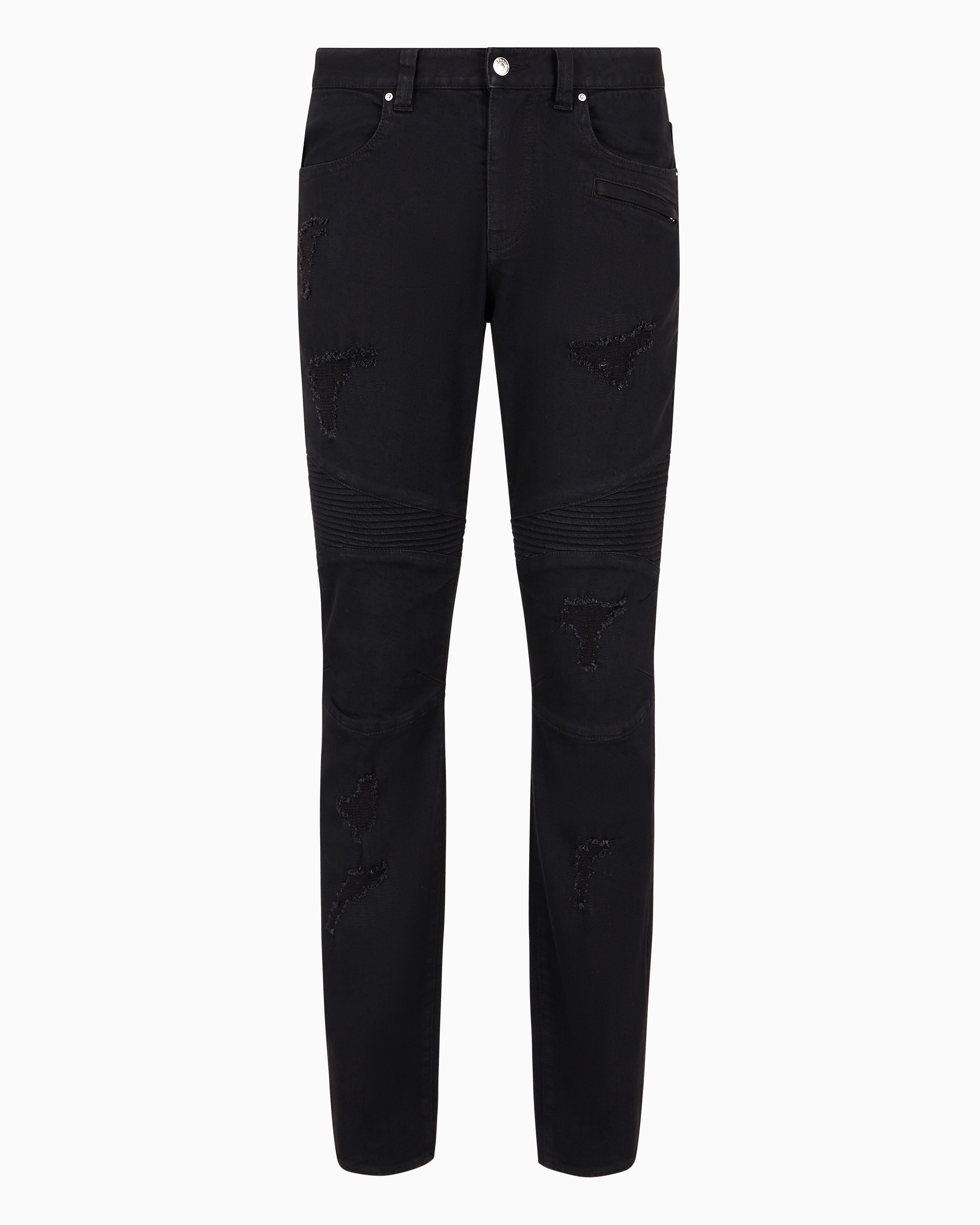 Armani Exchange Official Store Biker Jeans In Black