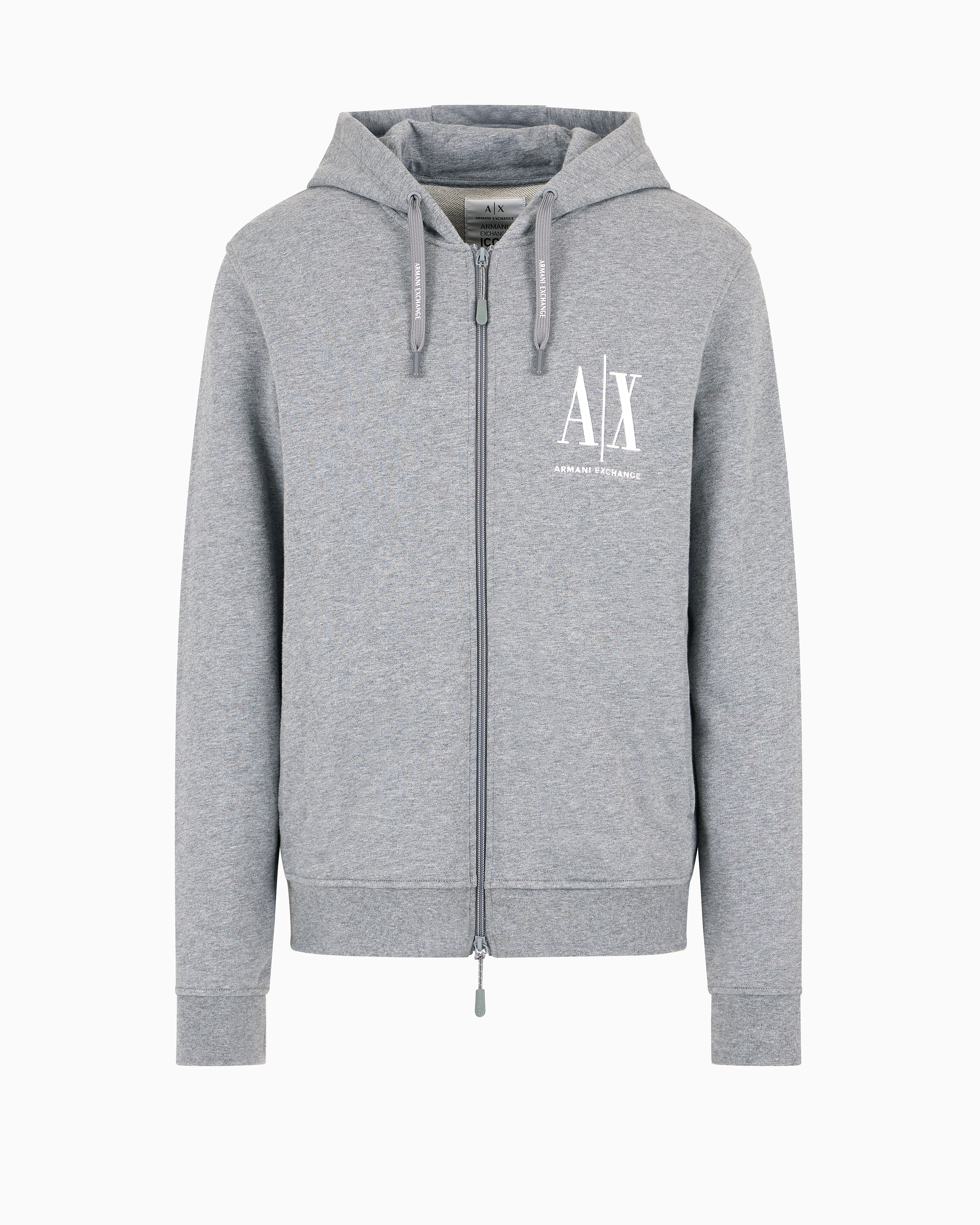 Shop Armani Exchange Stretch Fabric Zip-up Sweatshirt In Grey