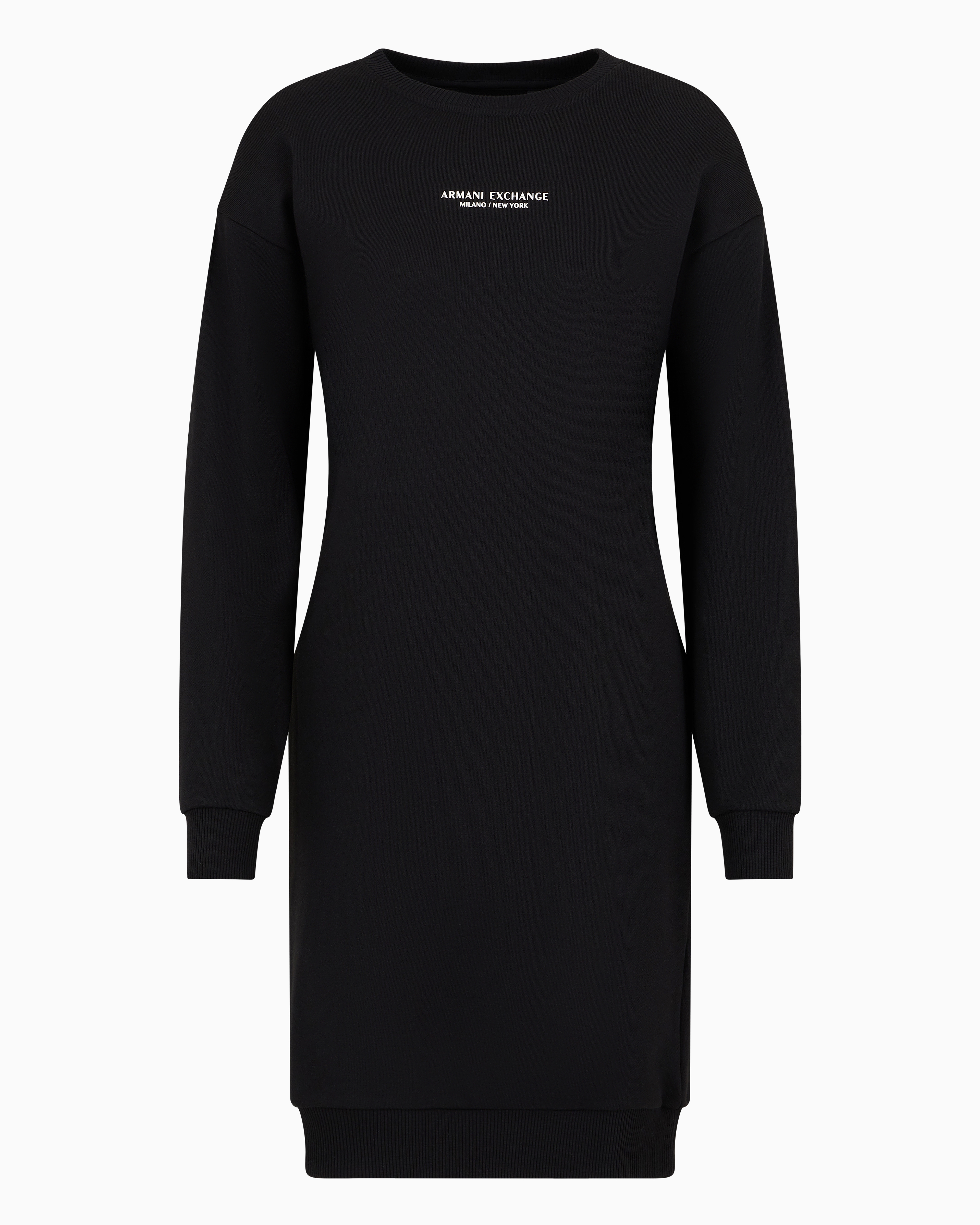 Shop Armani Exchange Milan/new York Sweatshirt Midi Dress In Black