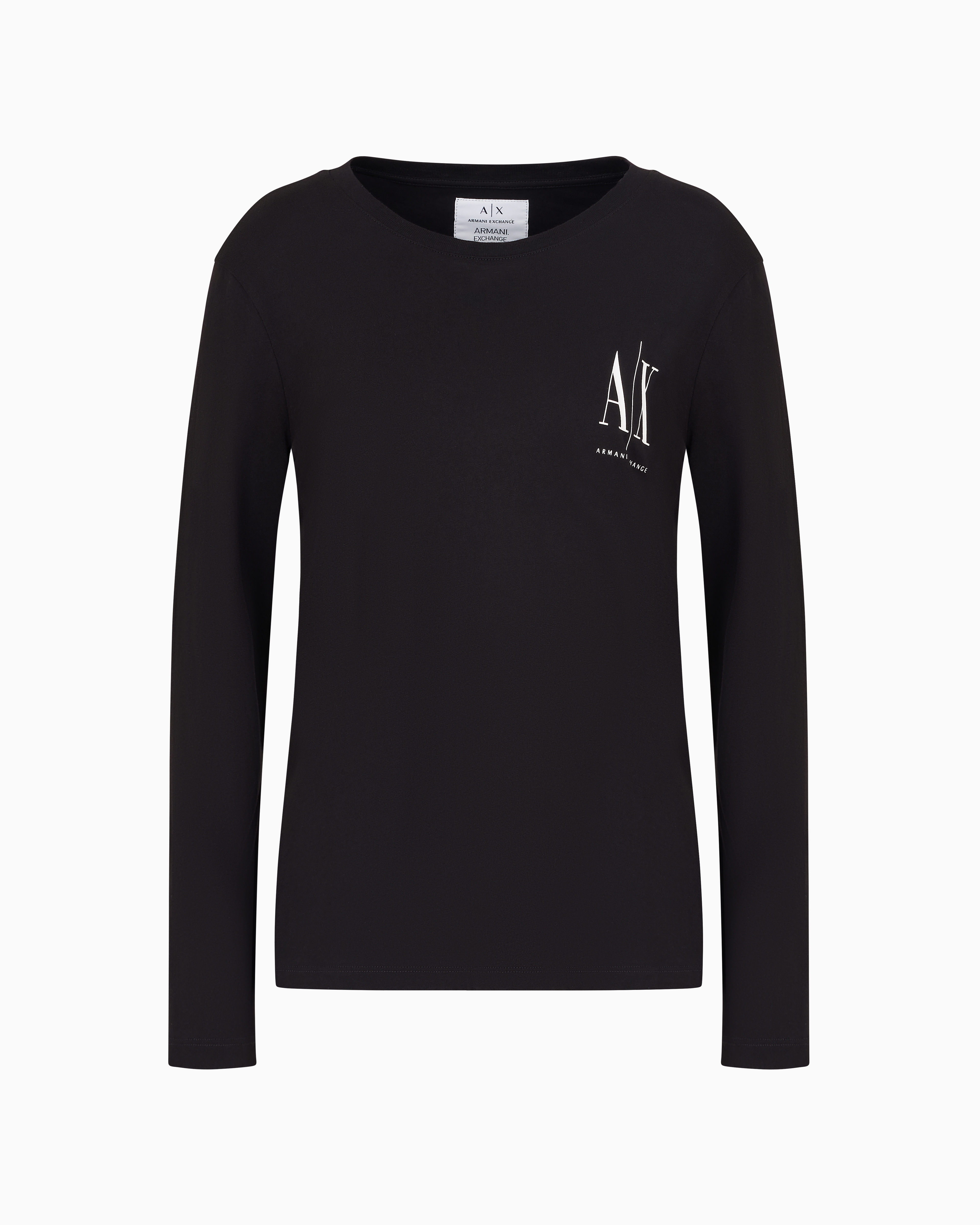 Shop Armani Exchange Icon Project Long-sleeved Regular-fit T-shirt In Black