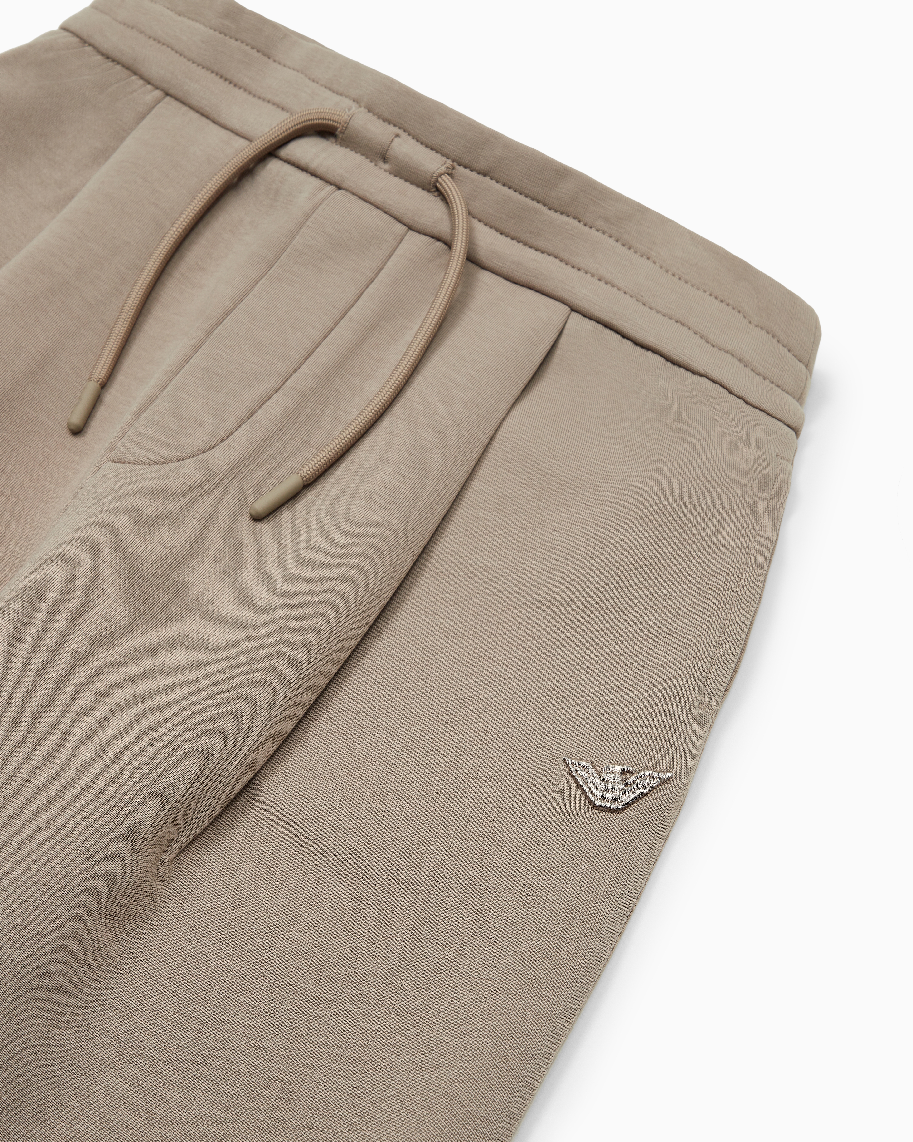 Shop Emporio Armani Loose-fit Double-jersey Joggers In Beige