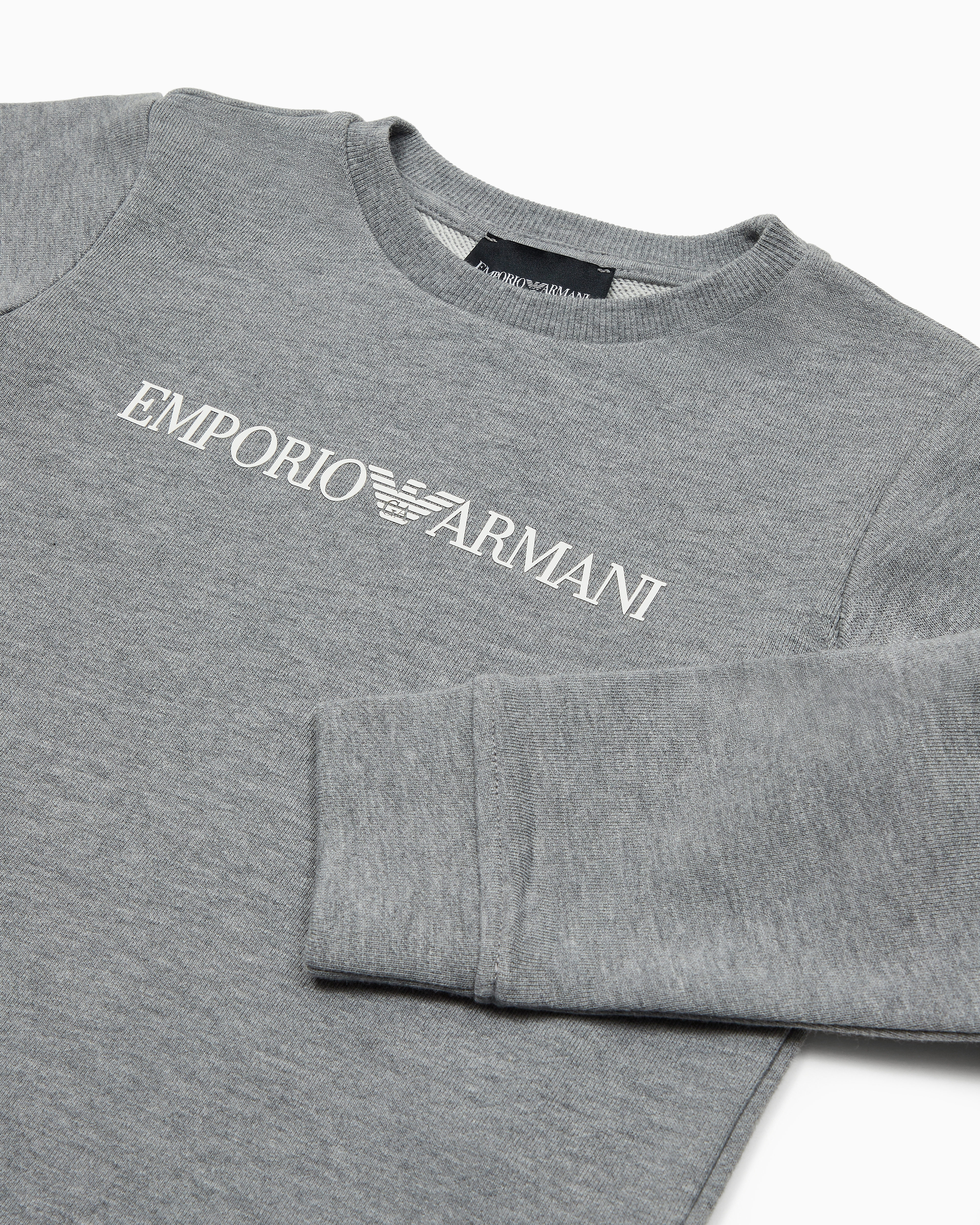 Shop Emporio Armani Modal-blend Jersey Sweatshirt With Logo In Grey