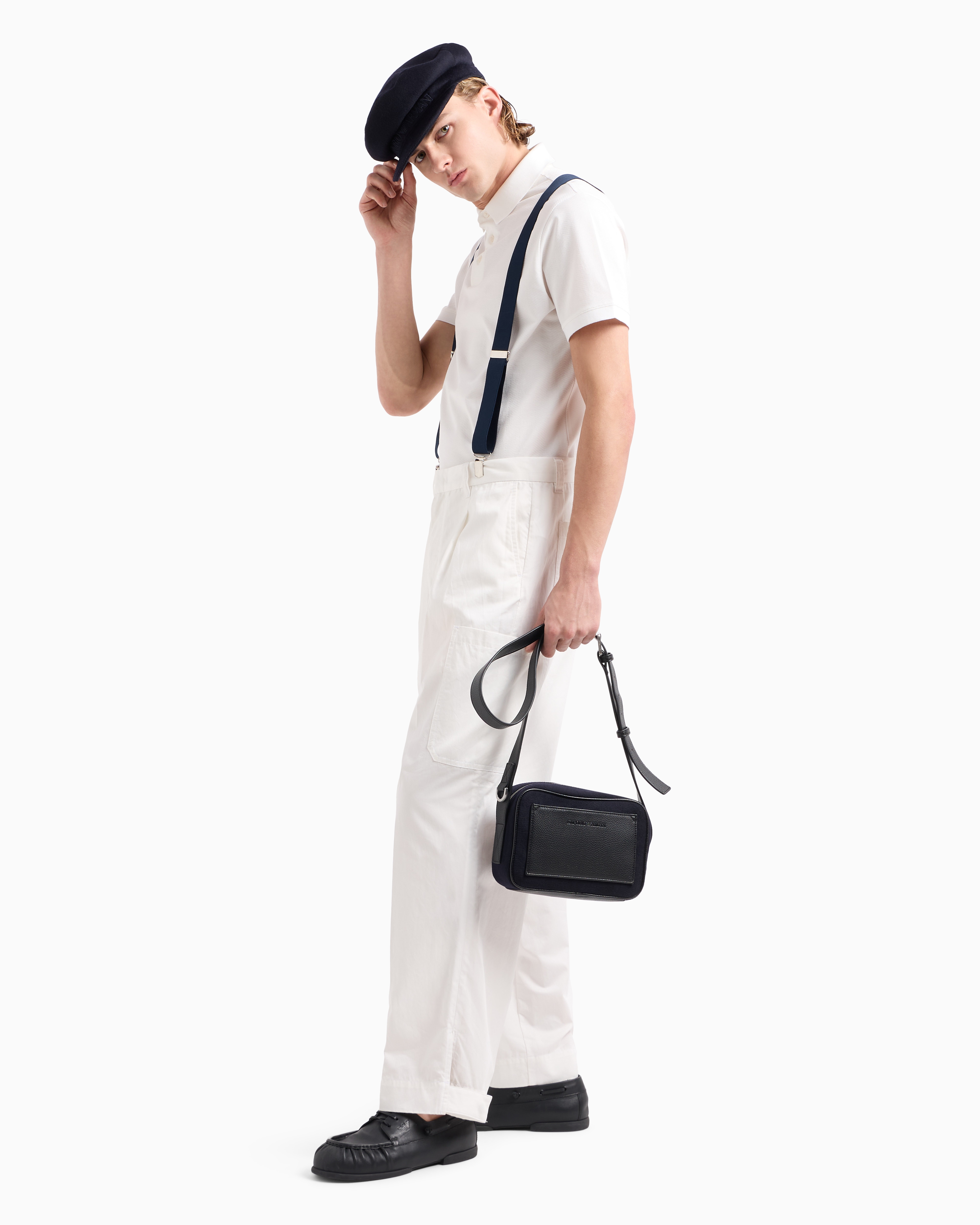 Emporio Armani Official Store 3d-effect Embossed Jacquard Jersey Polo Shirt In White