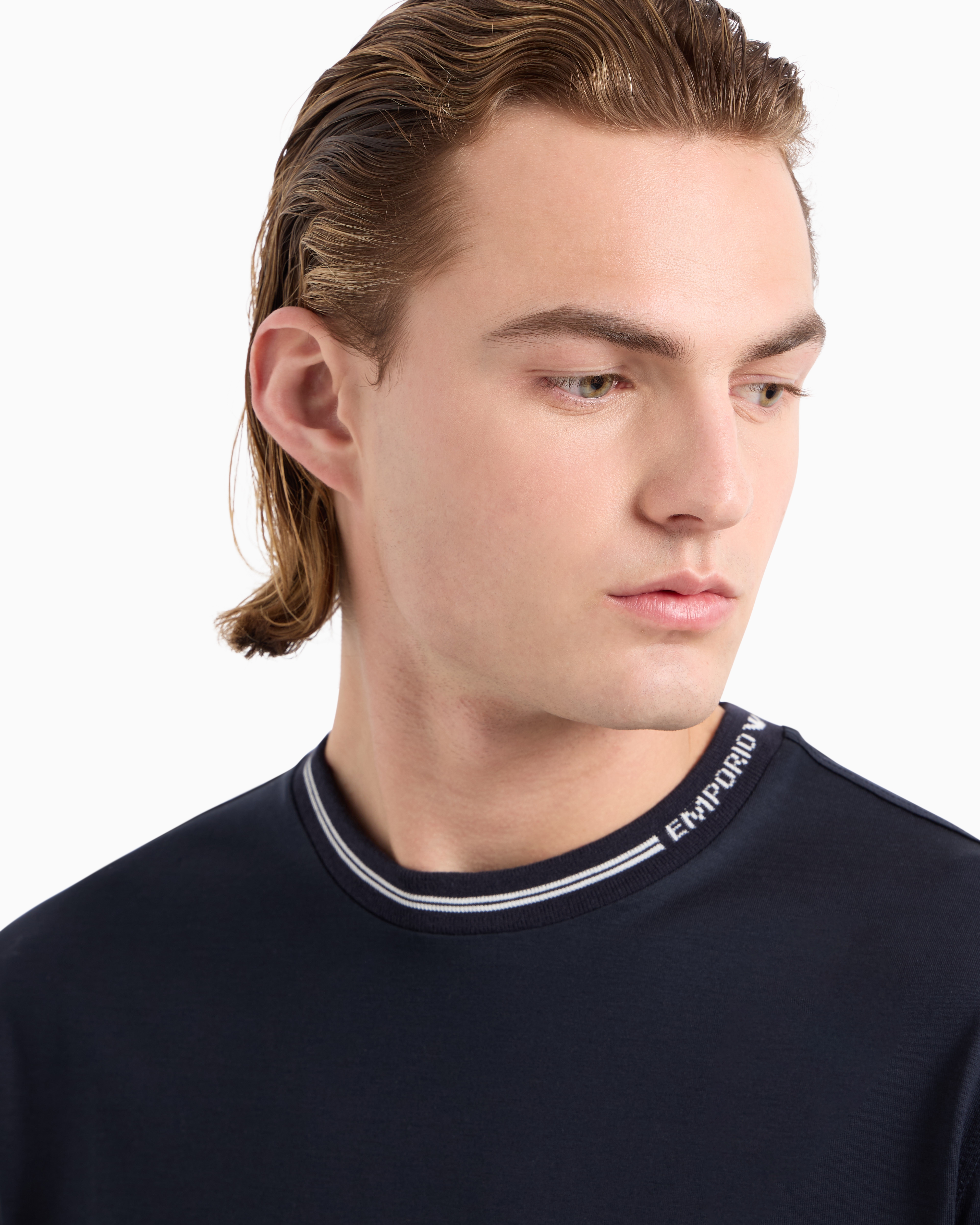 Emporio Armani Official Store Regular Fit T-shirts In Navy Blue