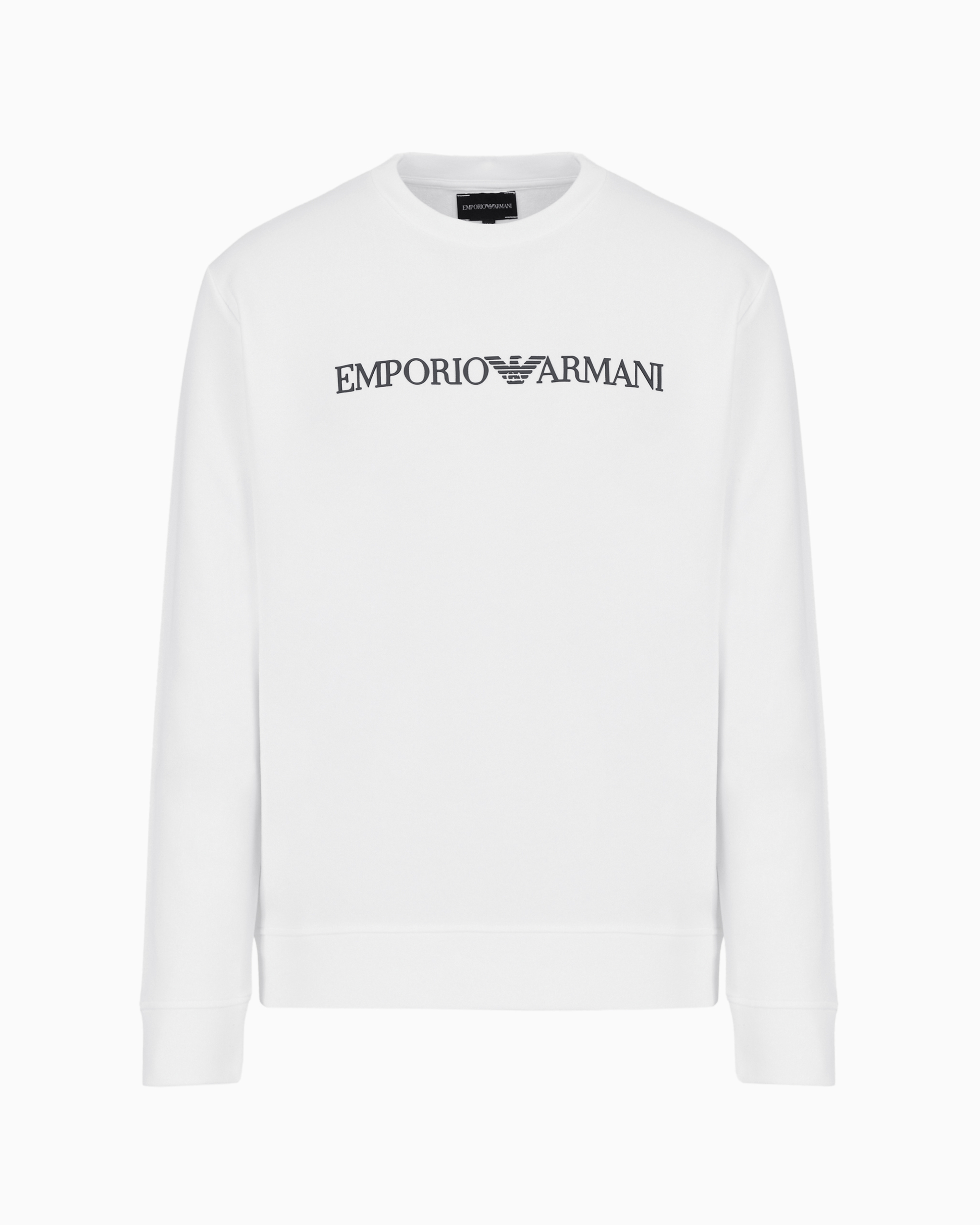 Emporio Armani Logo Print Long-sleeved Sweatshirt In White
