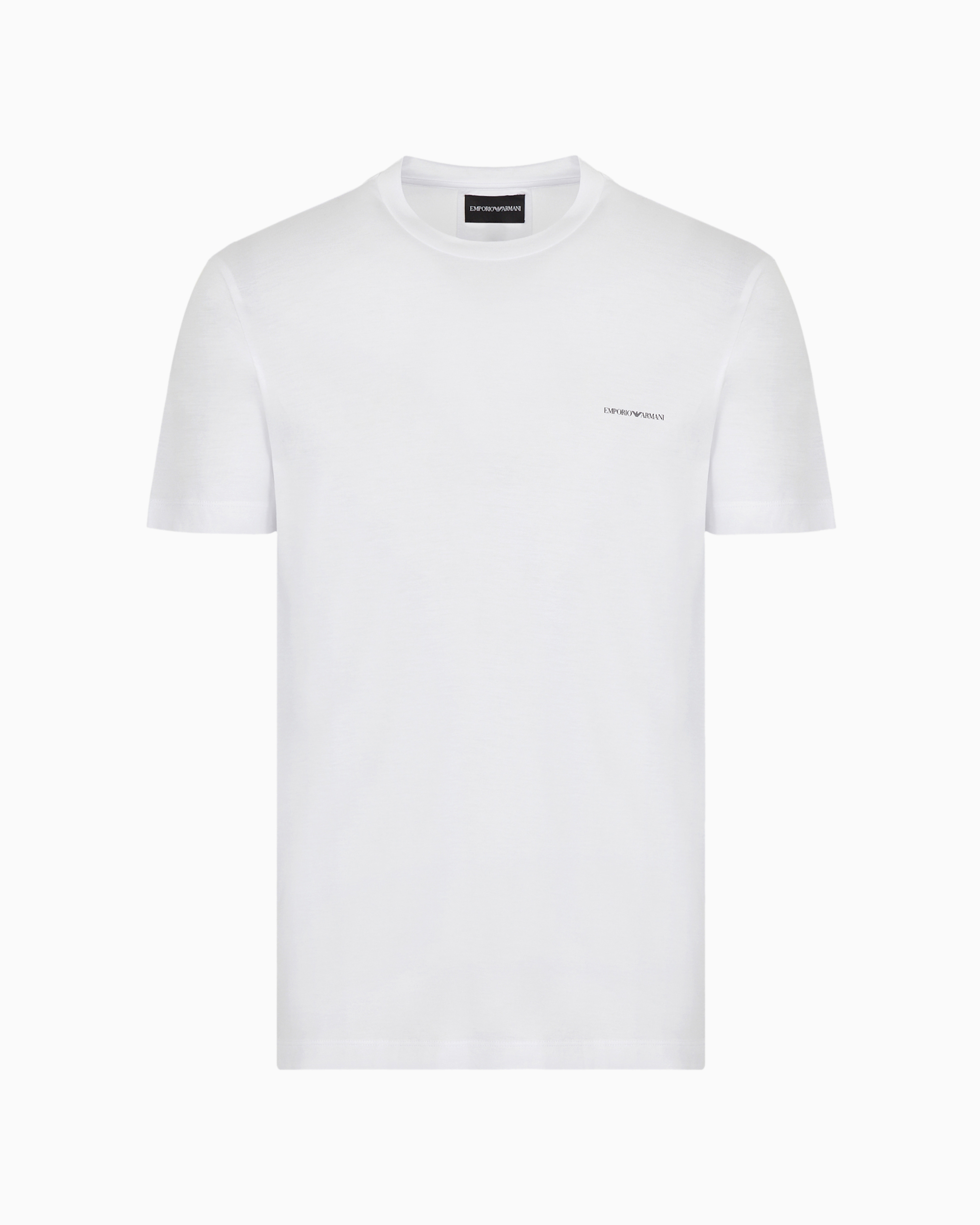 Emporio Armani Tencel-jersey Blend T-shirt With Logo Lettering In White