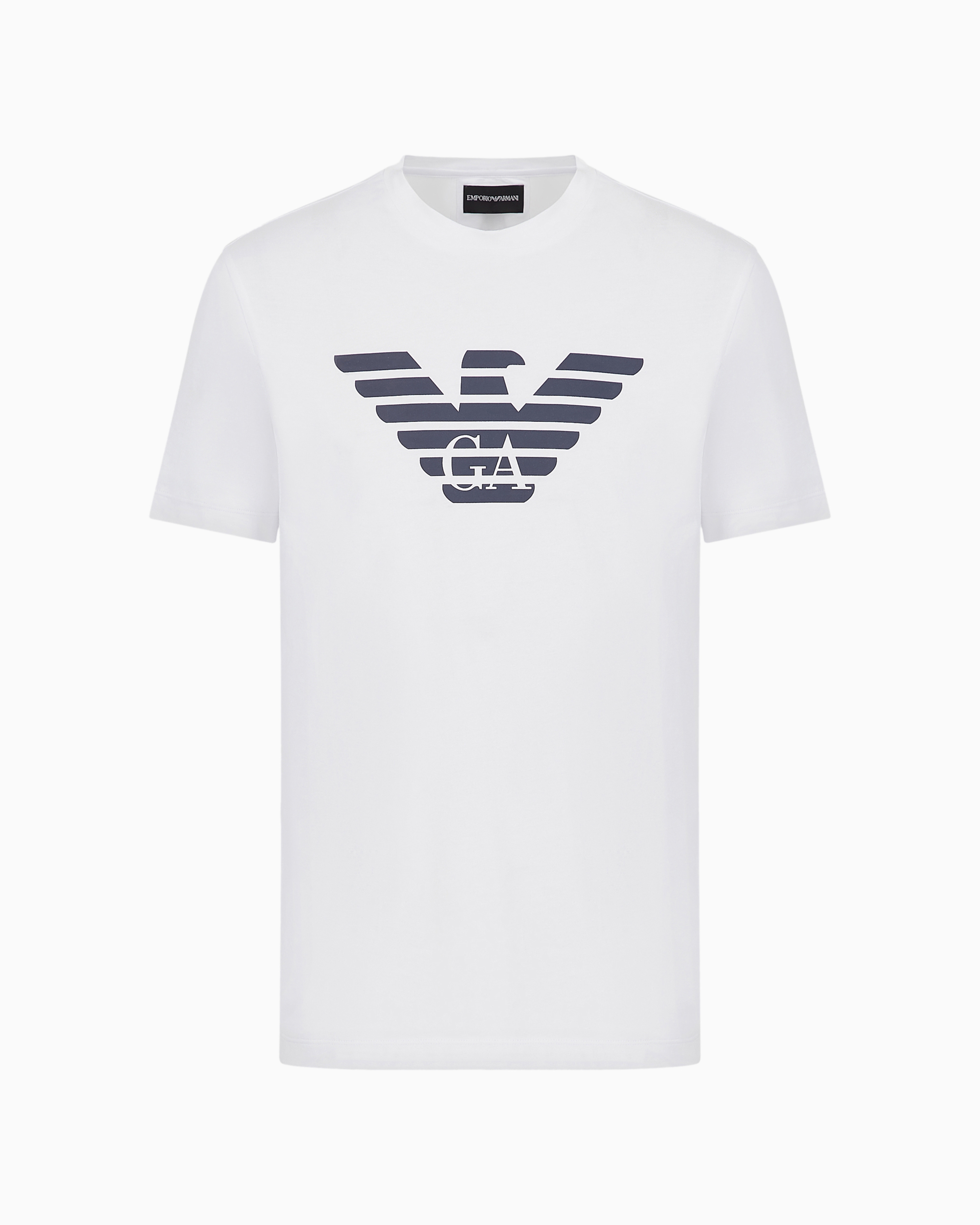 Emporio Armani White Crewneck T-shirt With Logo Embroidery On The Front In White
