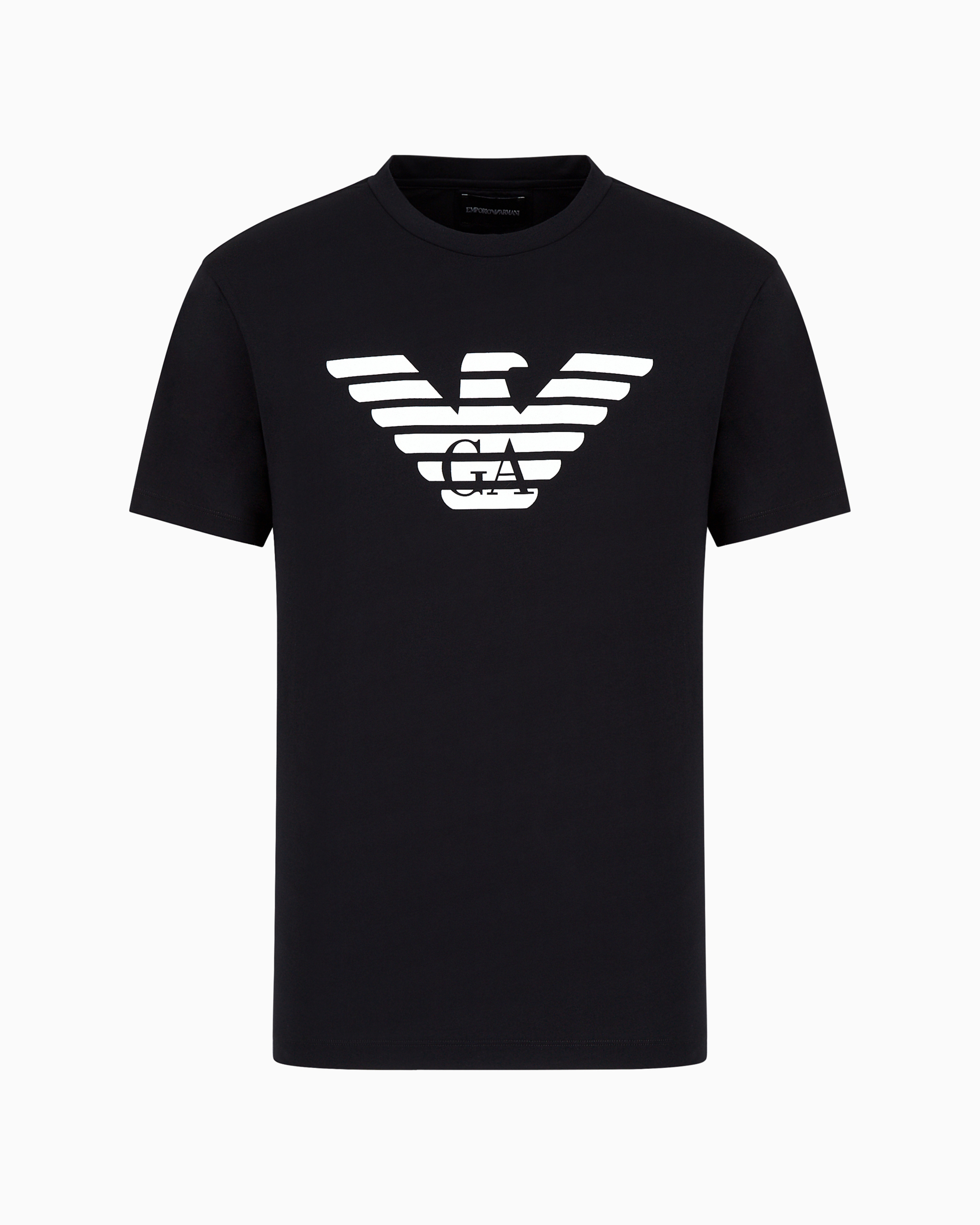 Emporio Armani Pima-jersey T-shirt With Logo Print In Navy Blue