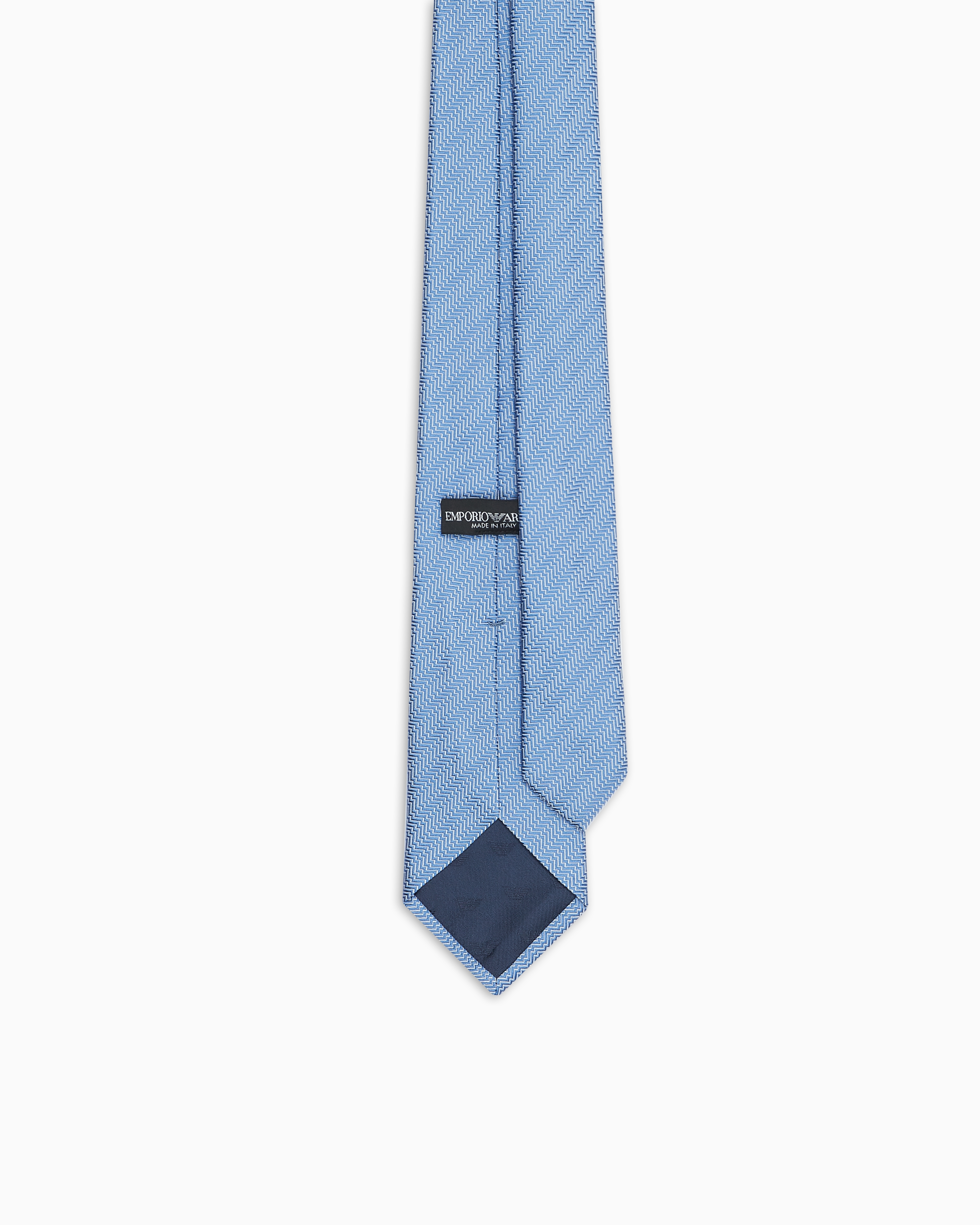 Shop Emporio Armani Pure Silk Tie With Jacquard Op-art Motif In Light Blue