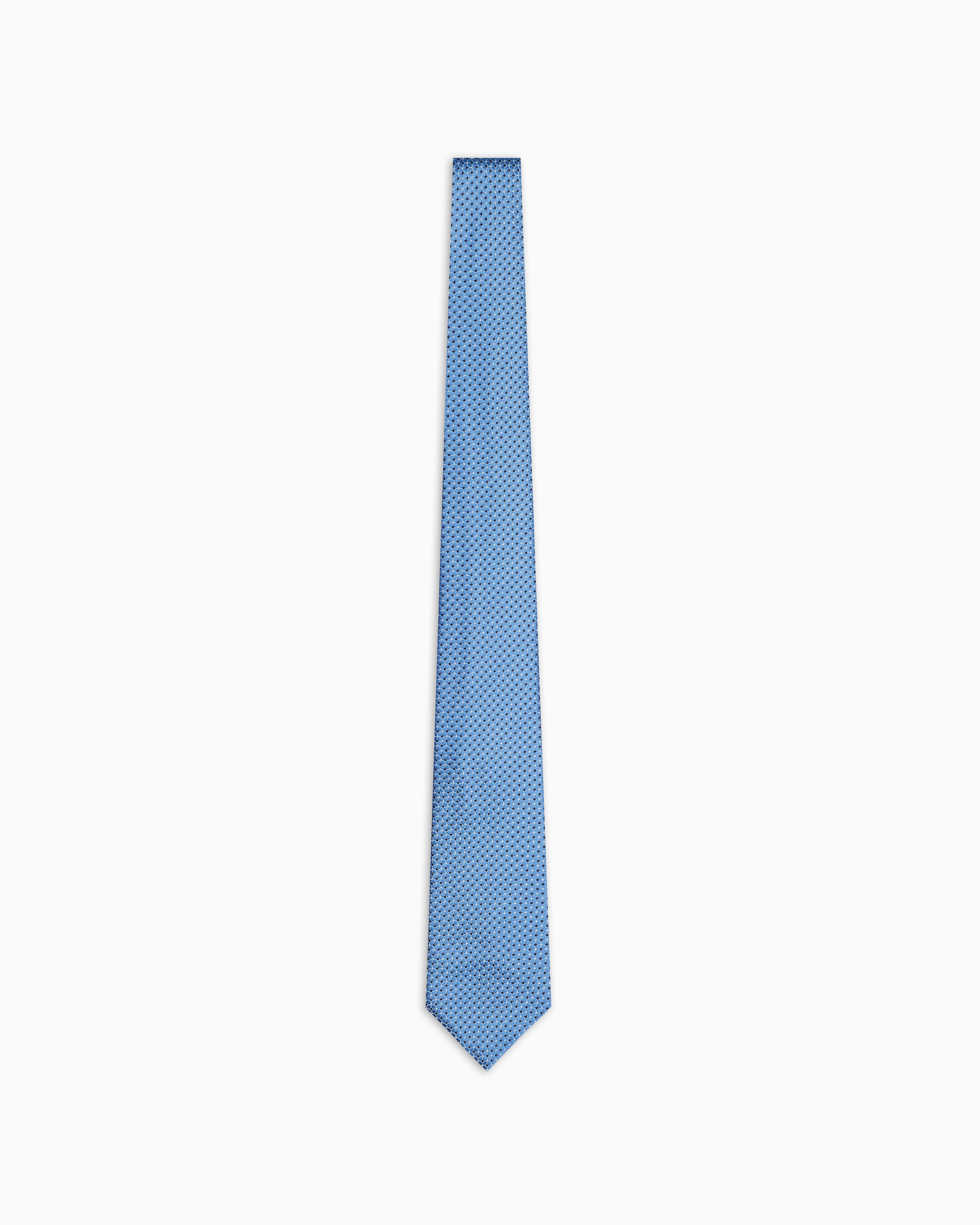 Shop Emporio Armani Pure Silk Tie With Jacquard Micro-motif In Light Blue