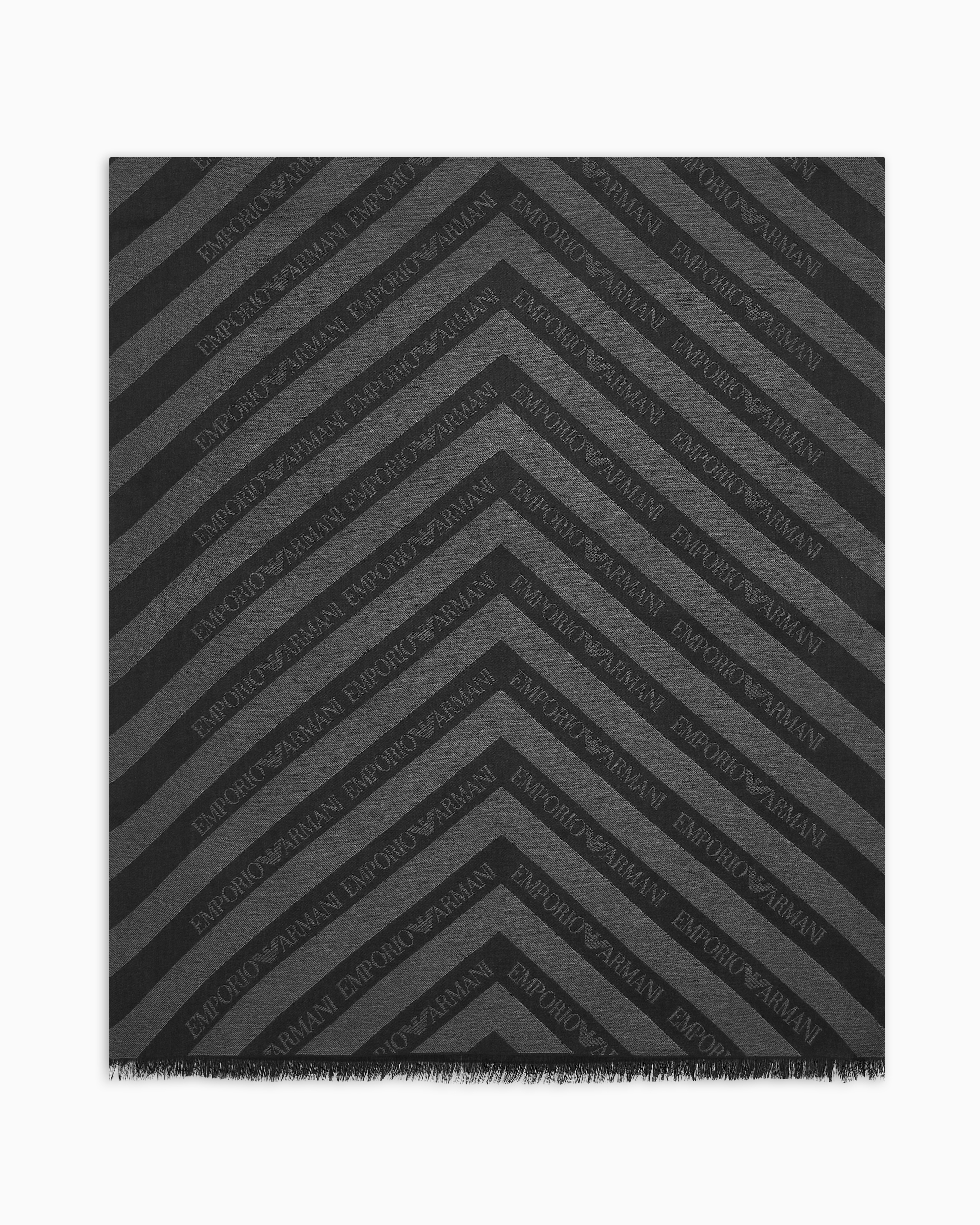 EMPORIO ARMANI JACQUARD MODAL-BLEND STOLE WITH DIAGONAL LOGO MOTIF 