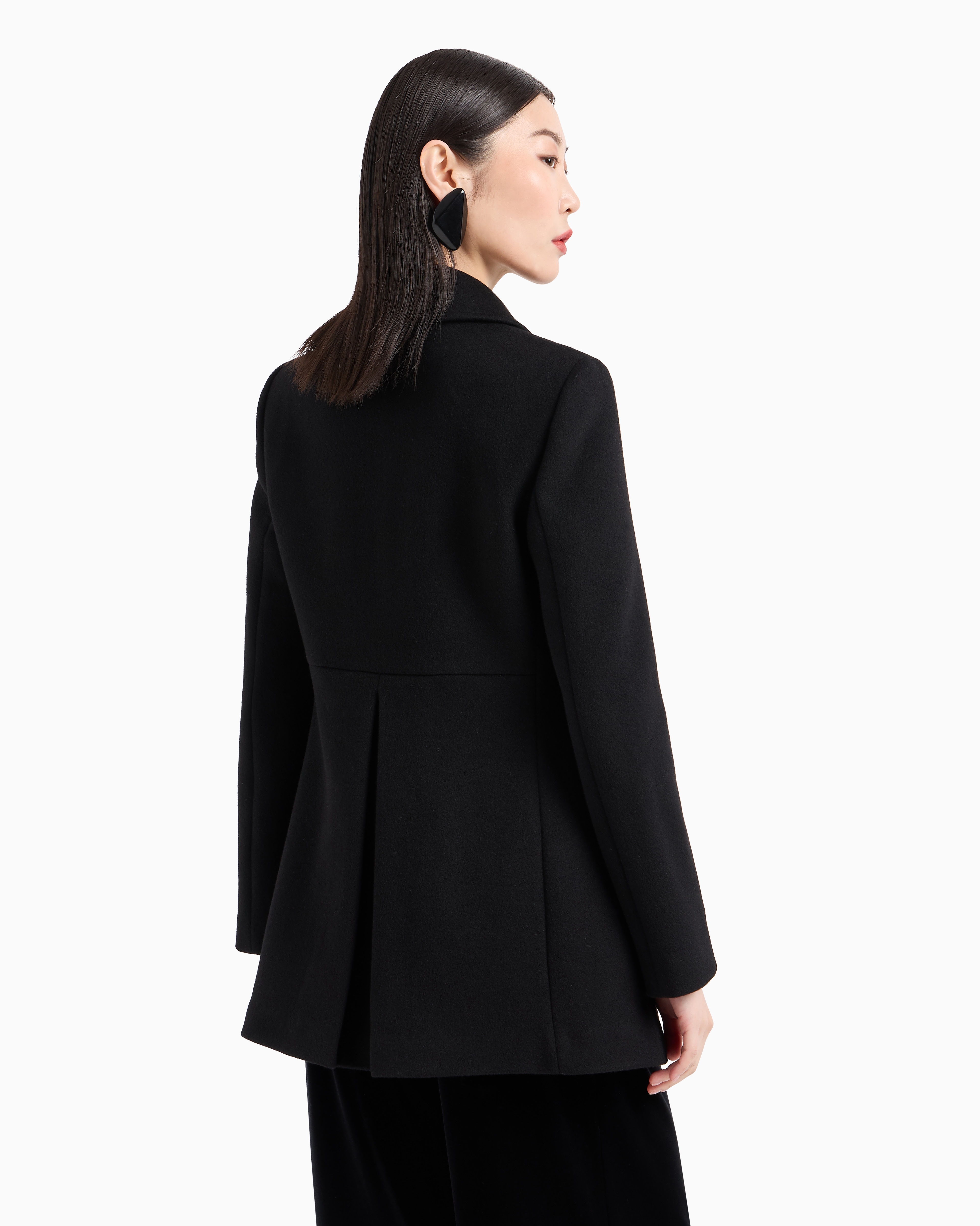 Emporio Armani Official Store Double-breasted Pea Coat In Casentino Wool In Black