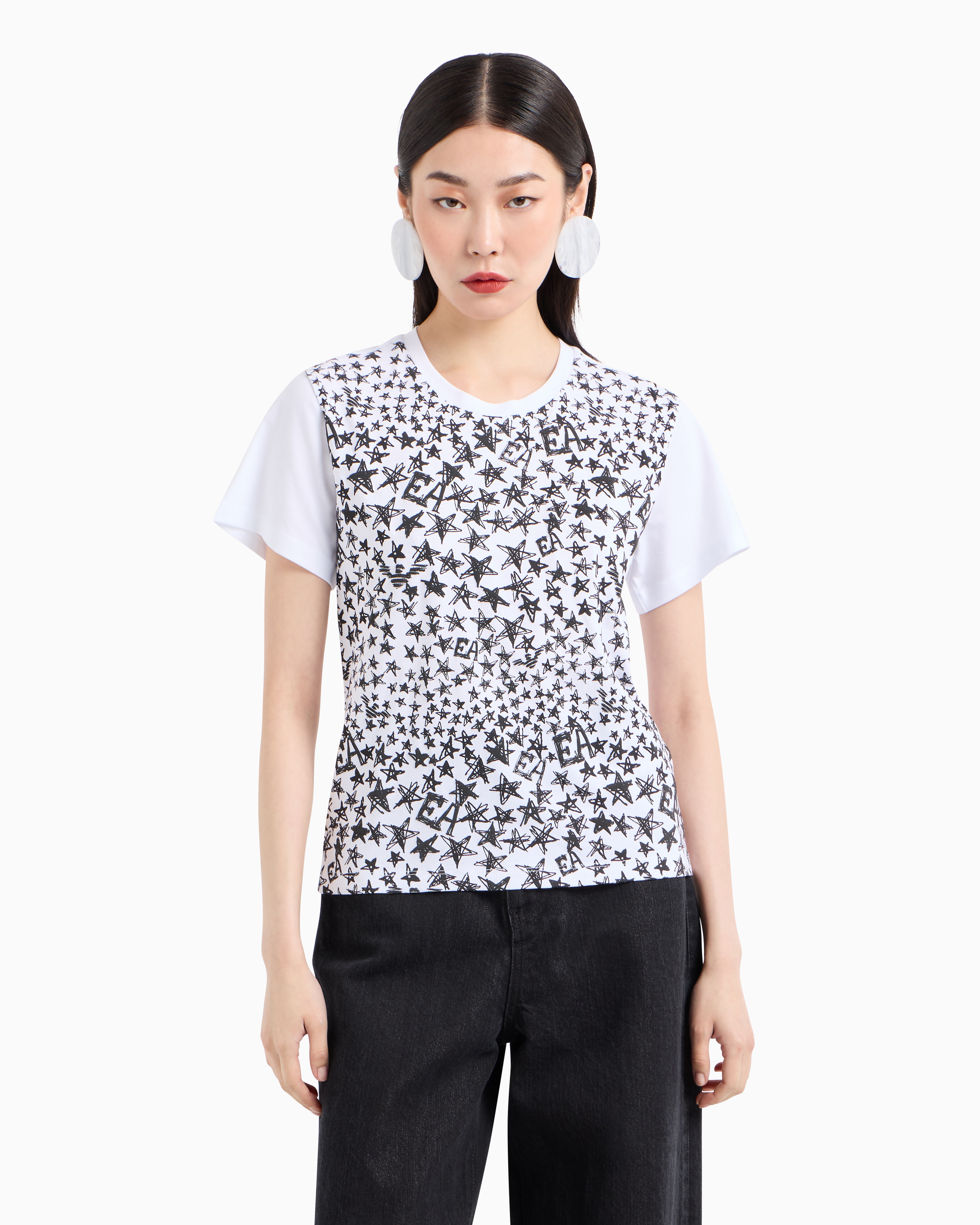 Emporio Armani Official Store Regular Fit T-shirts In Gemustert