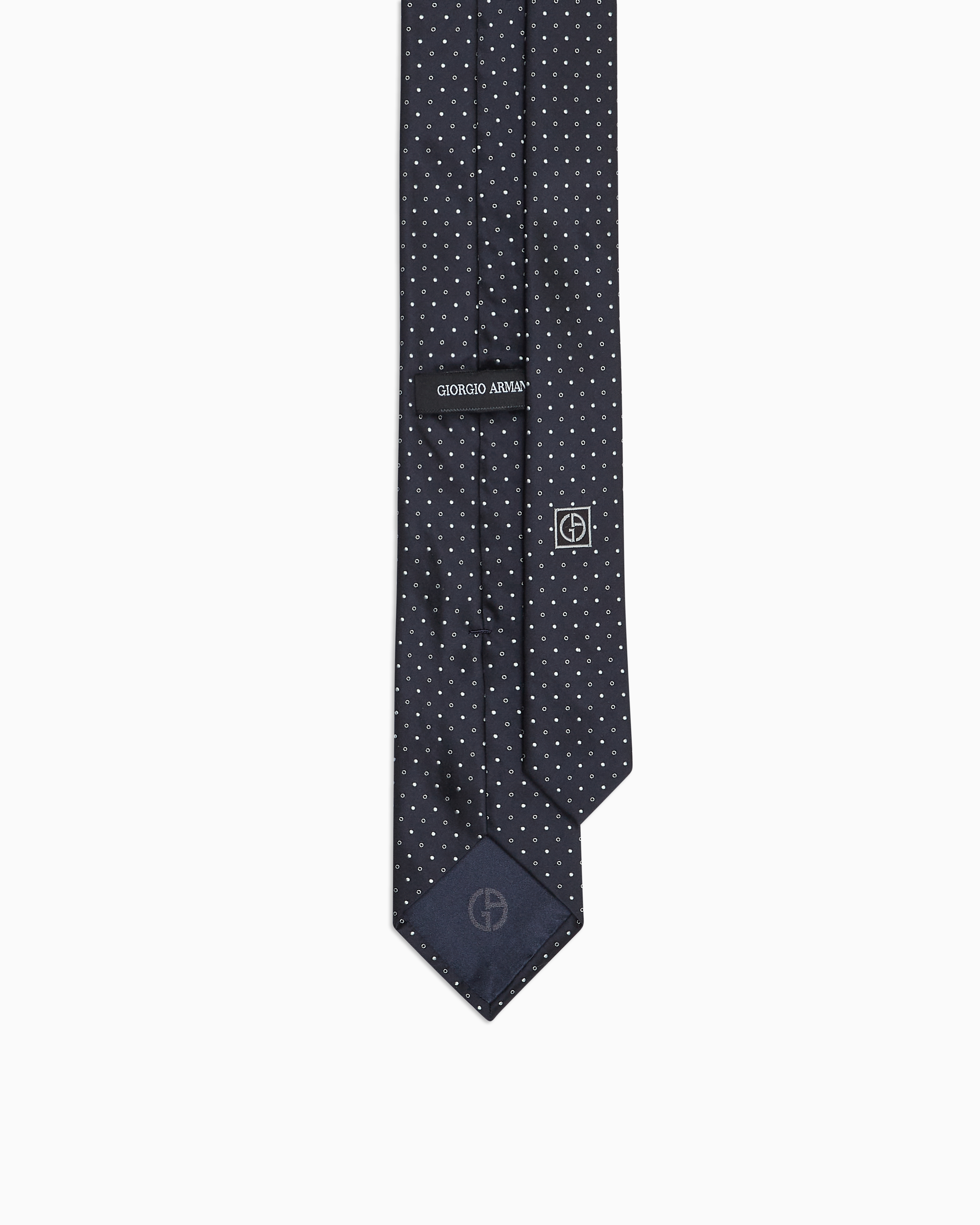 Shop Giorgio Armani Silk Tie With Micro Jacquard Polka Dots In Pattern