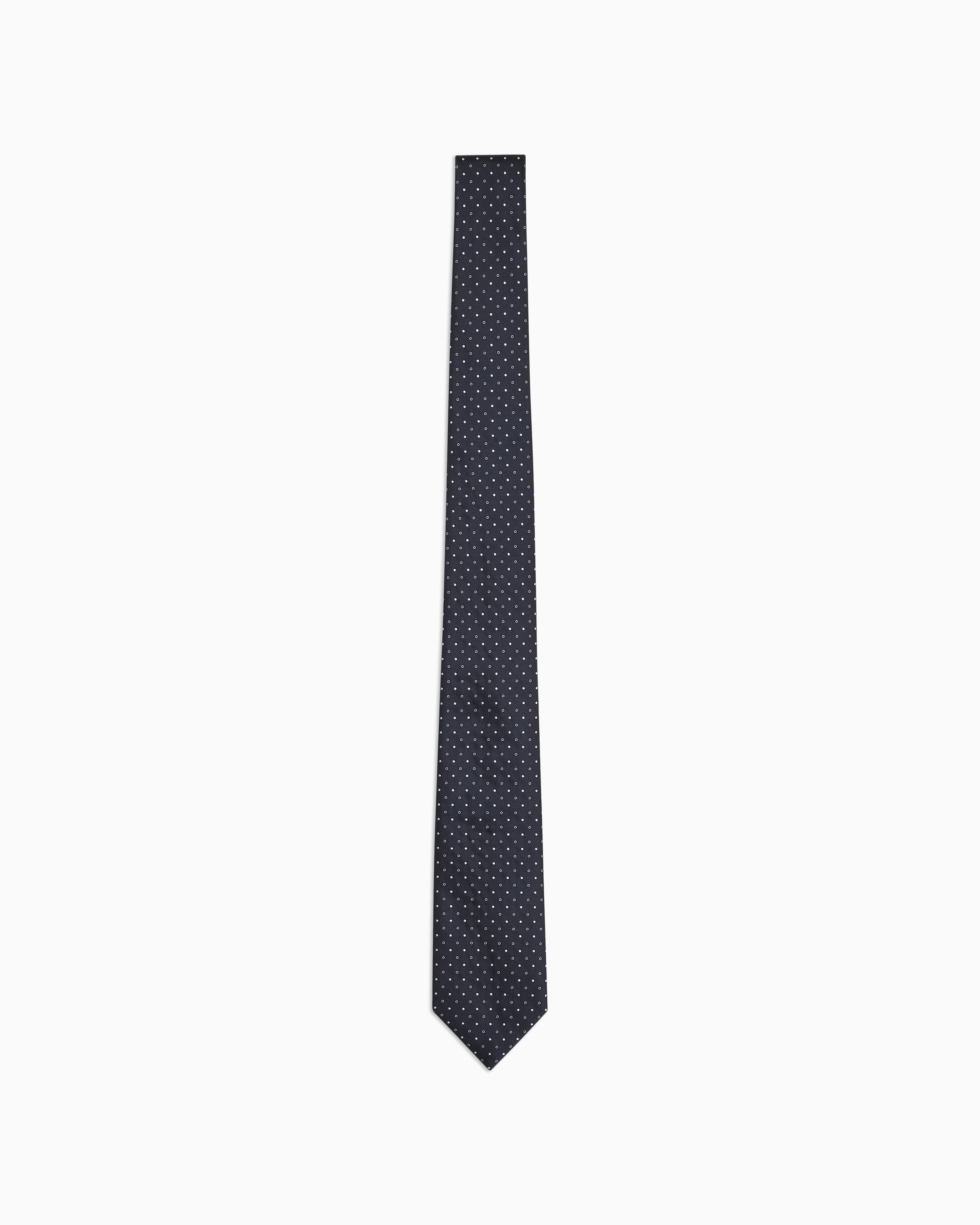 Giorgio Armani Official Store Silk Tie With Micro Jacquard Polka Dots In Pattern