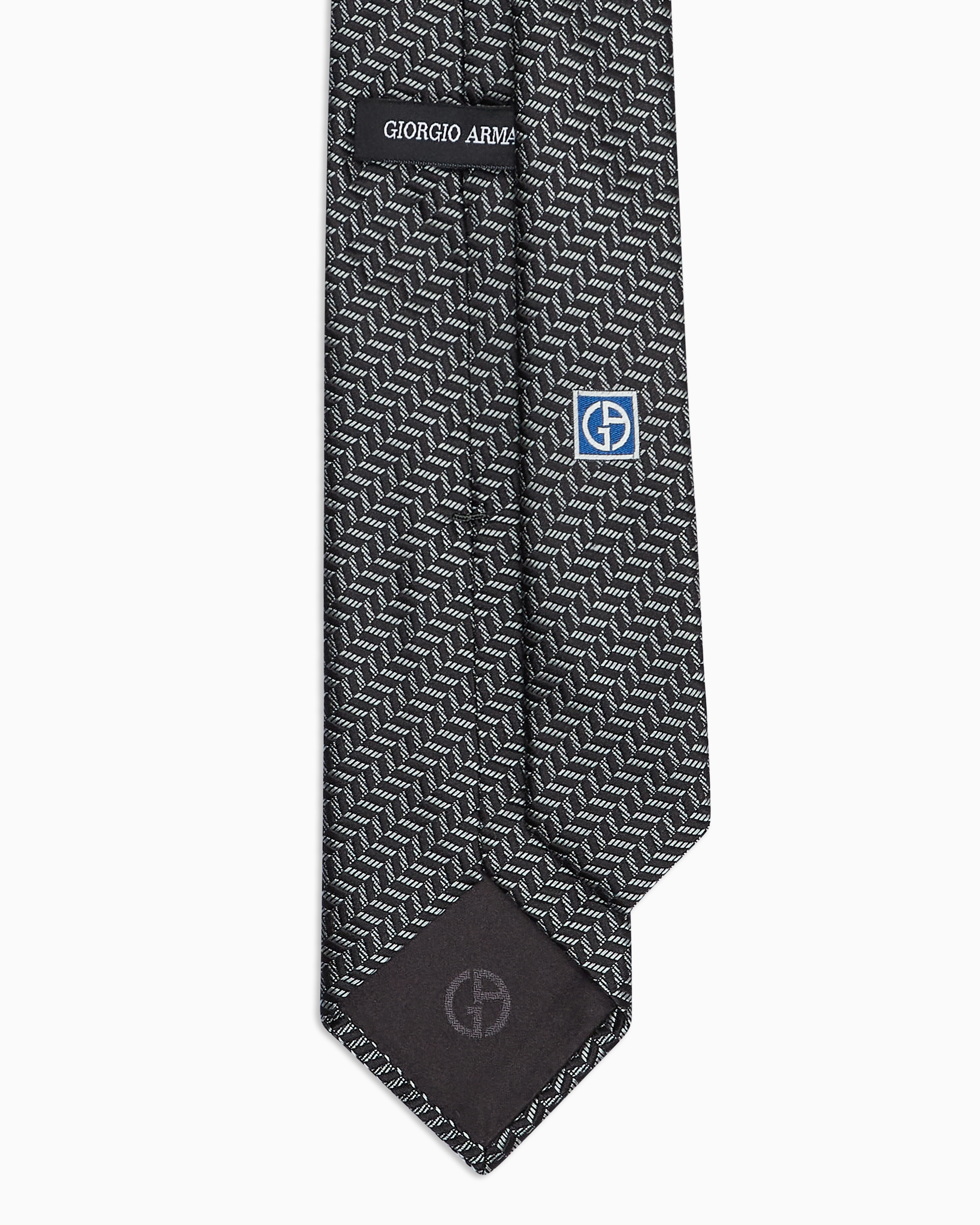 Giorgio Armani Official Store Silk Tie With Jacquard Chevron Motif In Pattern