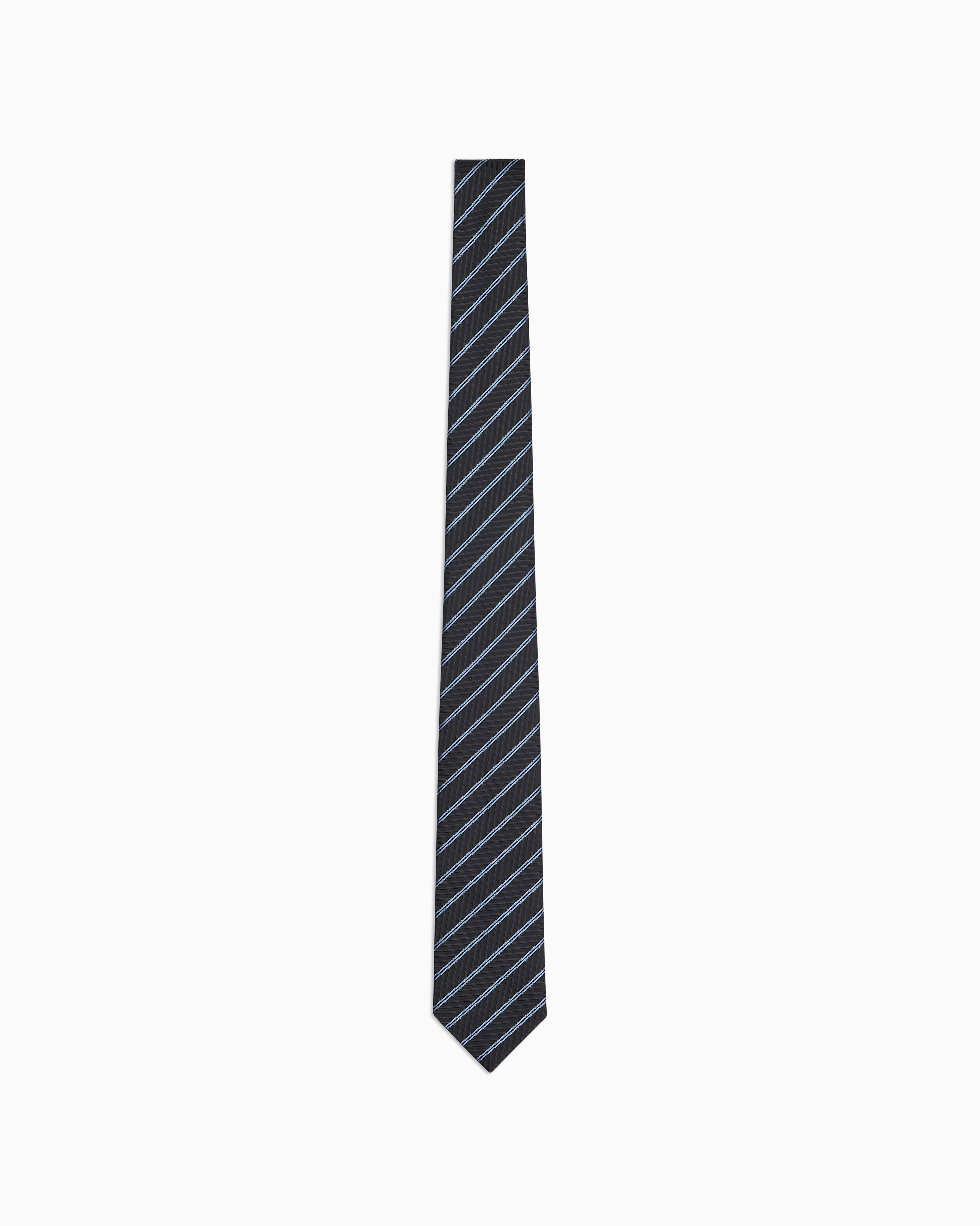 Giorgio Armani Official Store Silk Regimental Jacquard Tie In Black