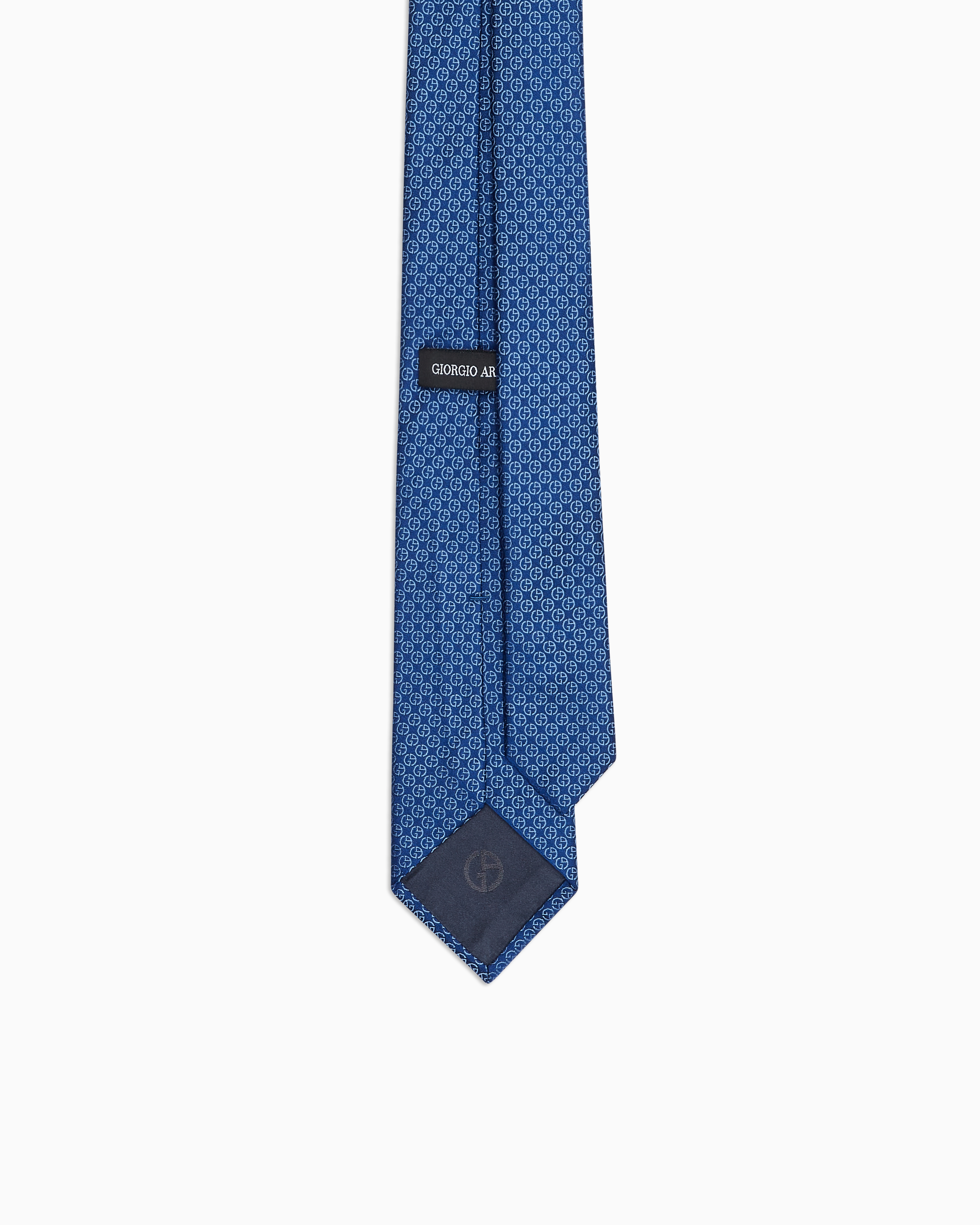 Shop Giorgio Armani Silk Tie With Jacquard Monogram In Azure