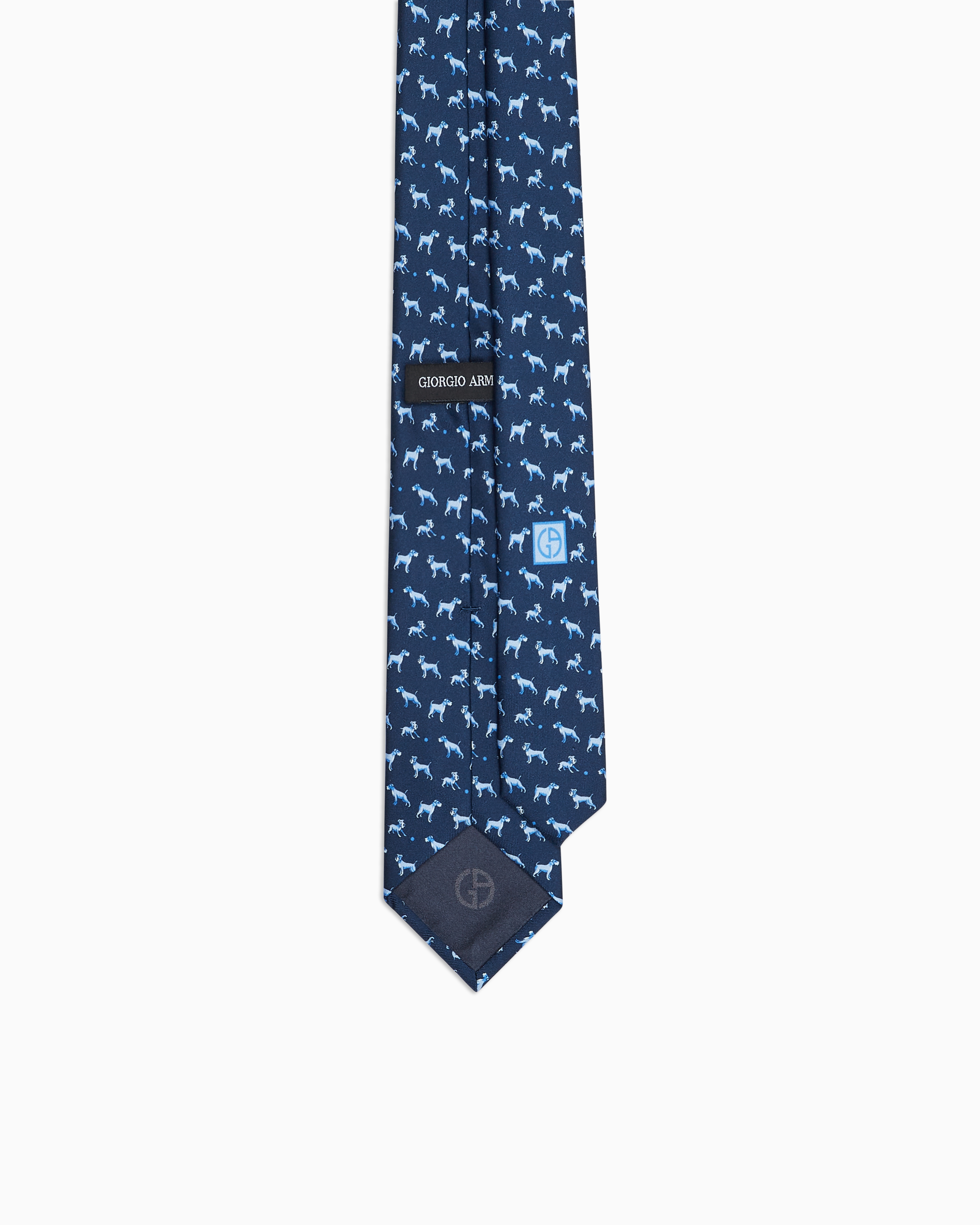 GIORGIO ARMANI ASV SILK TIE WITH PUPPY PRINT 