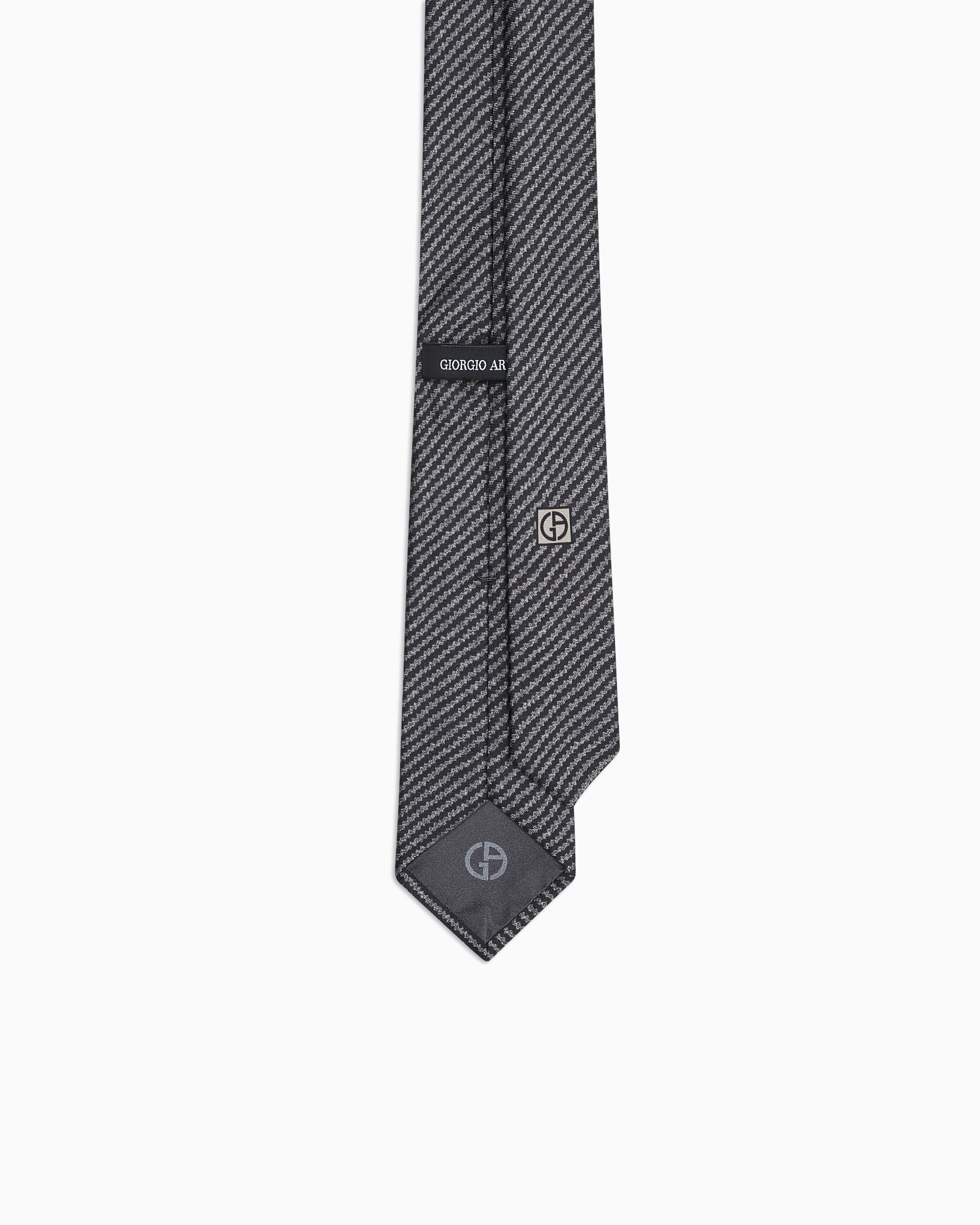 Shop Giorgio Armani Asv Silk Tie With Geometric Print In Grey